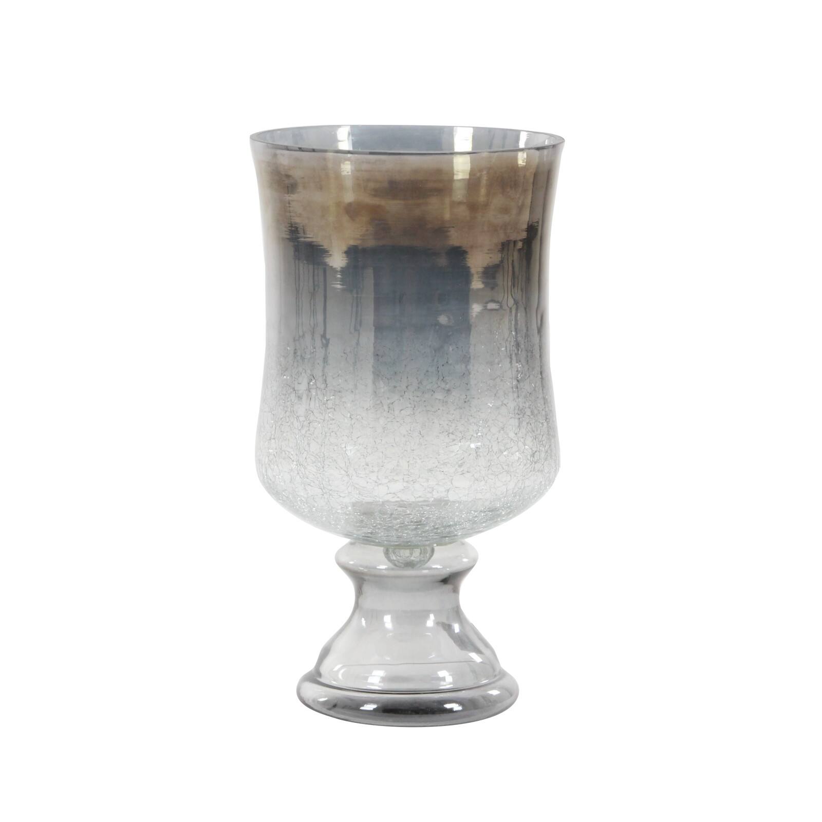 14&#x22; Black Glass Traditional Candle Holder