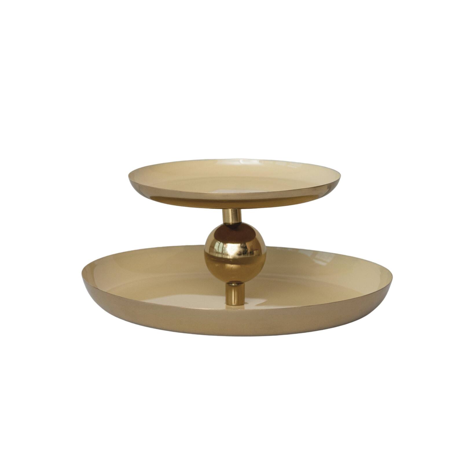 Hello Honey&#xAE; 10&#x22; Yellow &#x26; Gold Soleil Enameled Metal 2-Tier Tray