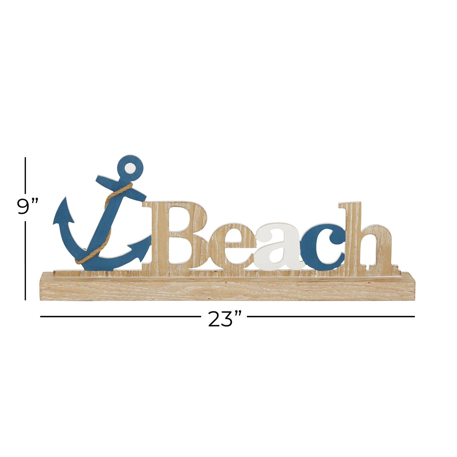 23" Brown Wood Coastal Beach Tabletop Sign