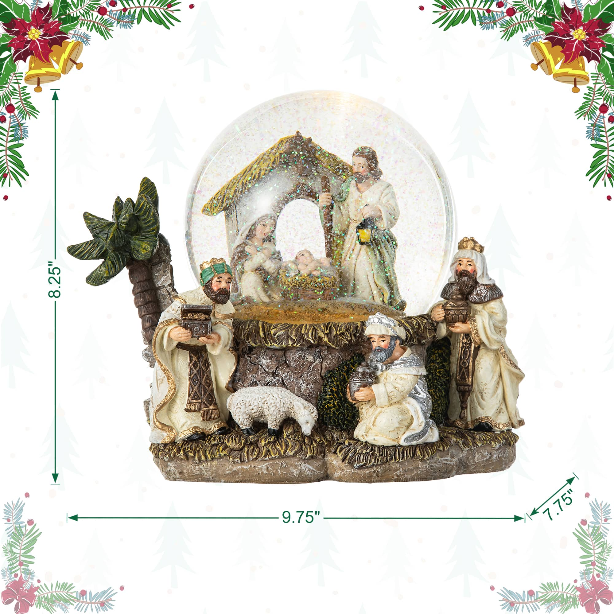 Glitzhome&#xAE; Lighted Musical Snowflakes Nativity Scene Waterglobe