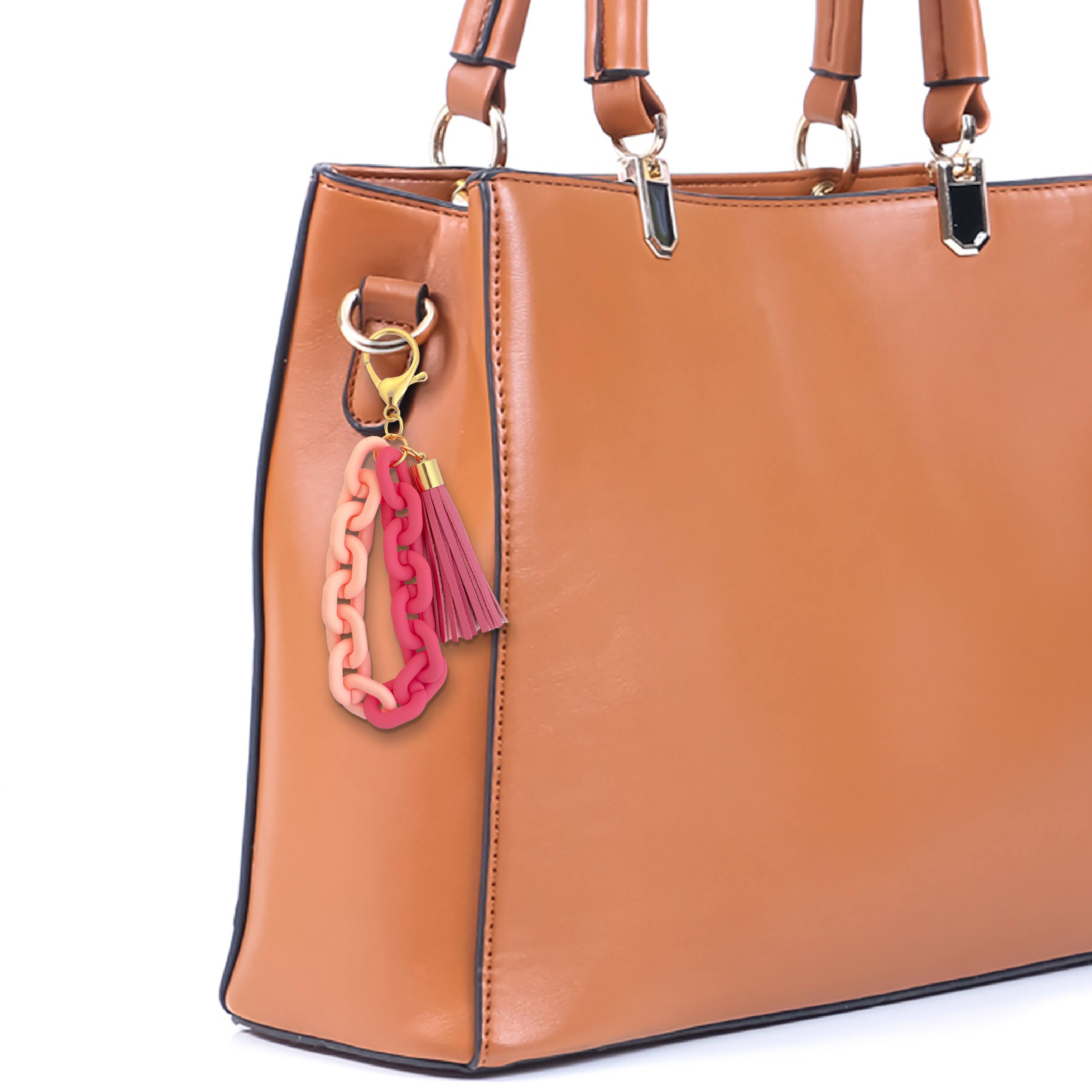 Blue Moon Studio™ Pink Chain Link Bag Charm with Tassel