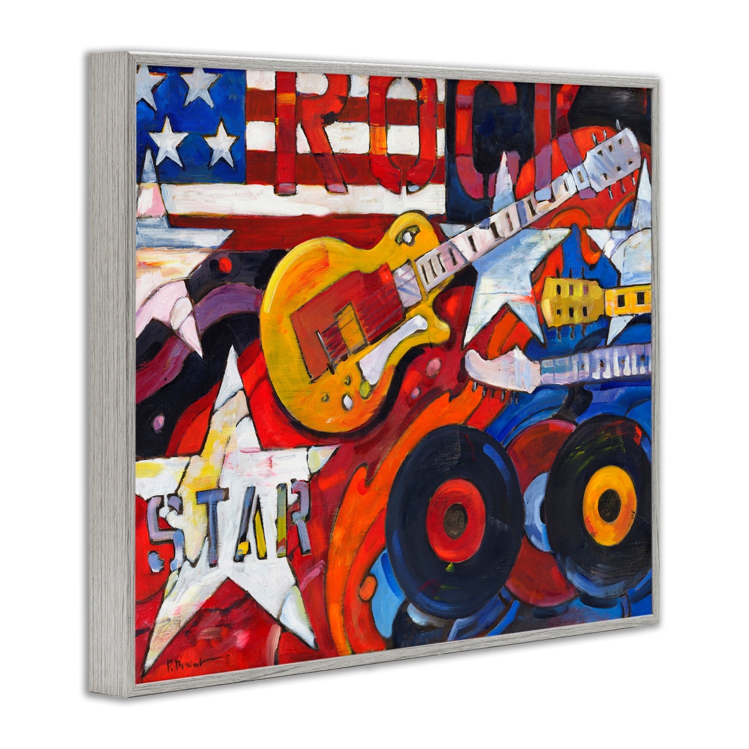 Stupell Industries Rockstar Americana Music Tribute Framed Giclee Art