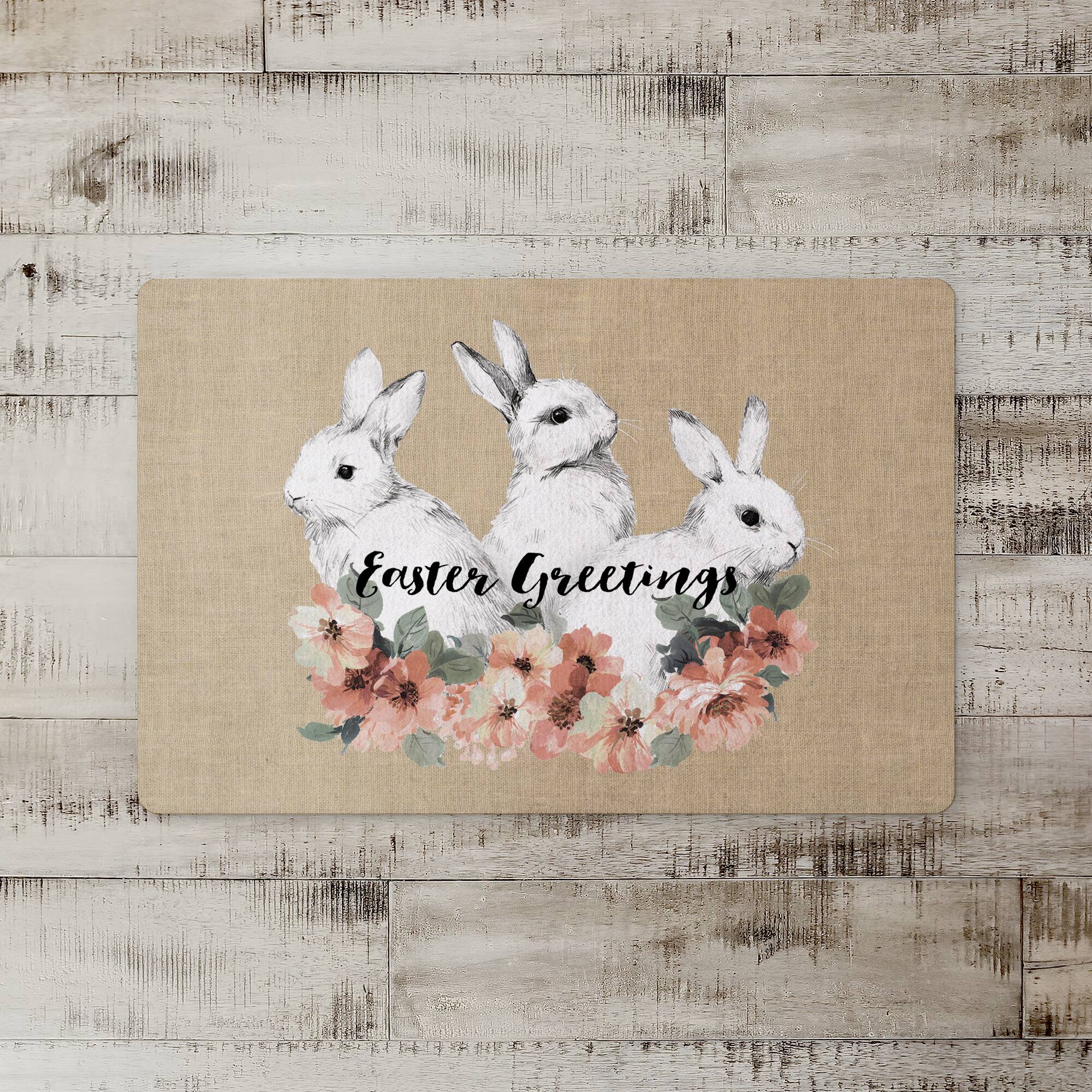 Sketched Bunnies On White 27&#x22; x 18&#x22; Floor Mat