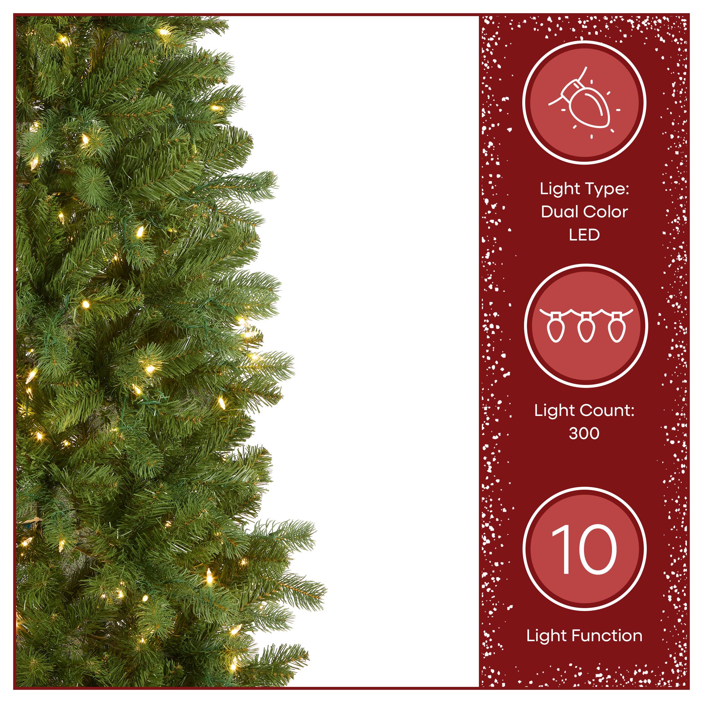 6.5ft. . Pre-Lit Feel Real® Downswept Douglas Fir Pencil Slim Artificial Christmas Tree, Dual Color LED Lights
