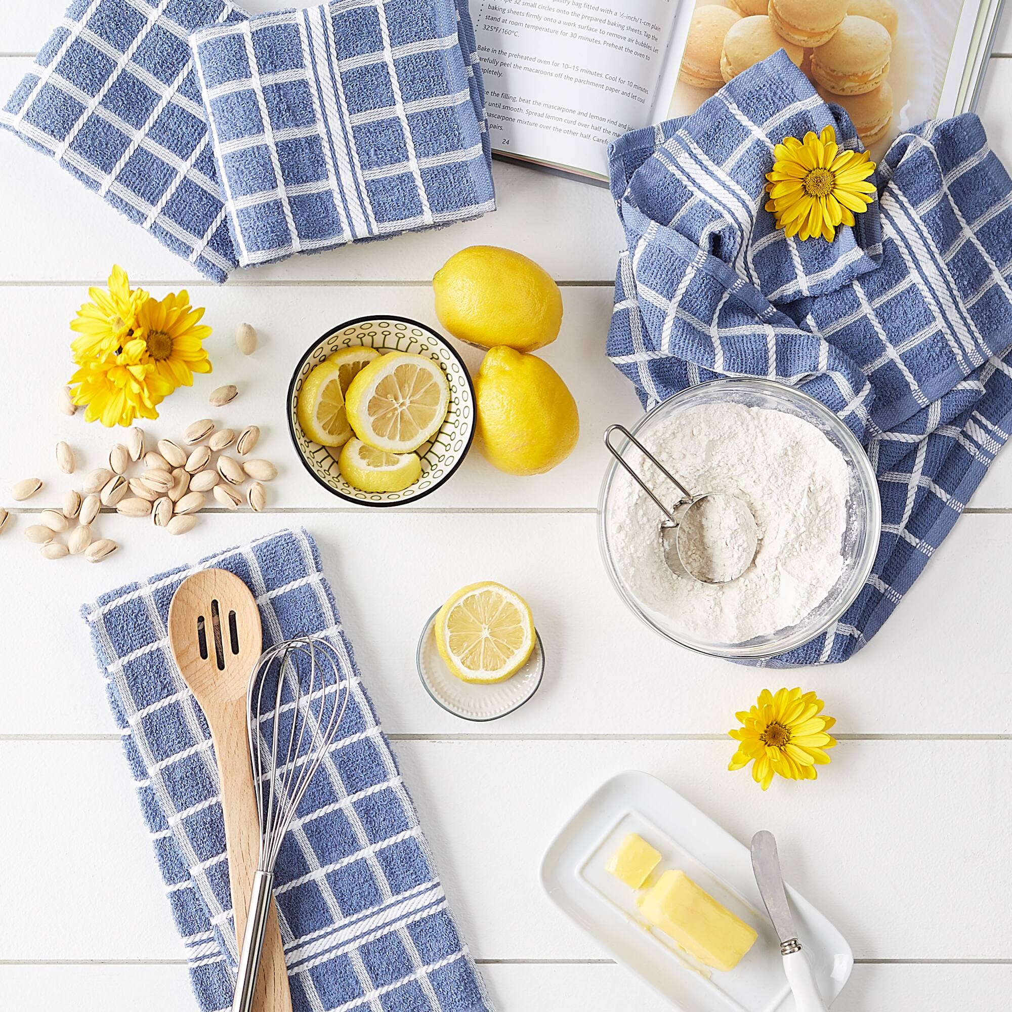 DII® Solid Windowpane Terry Dishtowels, 4ct.