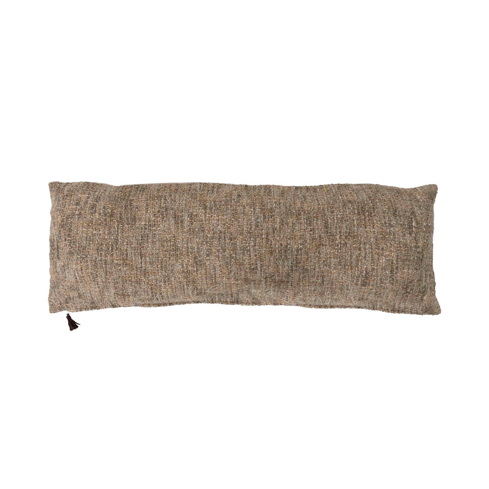 Gray &#x26; Tan M&#xE9;lange Cotton Blend Boucl&#xE9; Lumbar Pillow