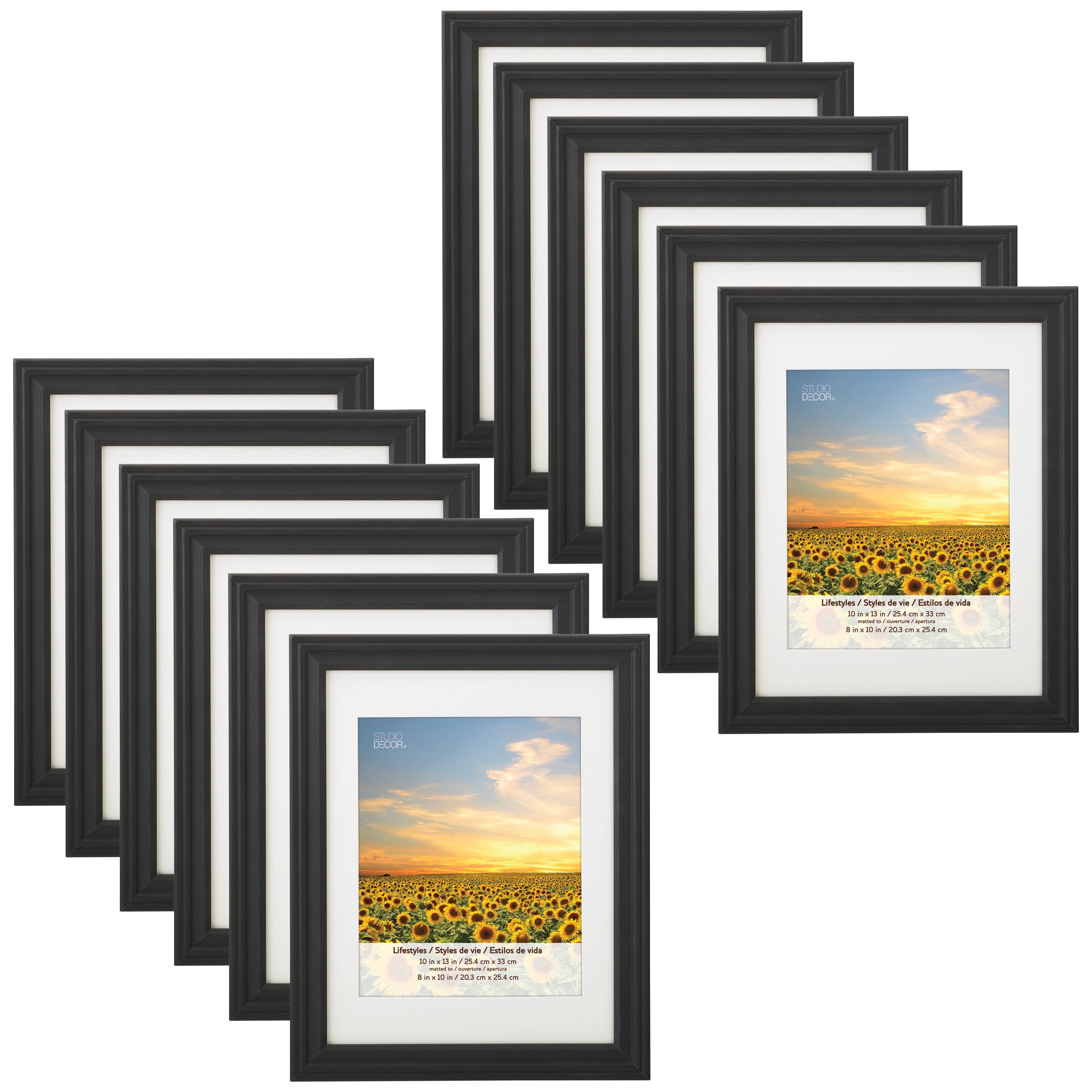 8x10 Matte Black Frame with Glass & Gray/Black Mat for 4x6