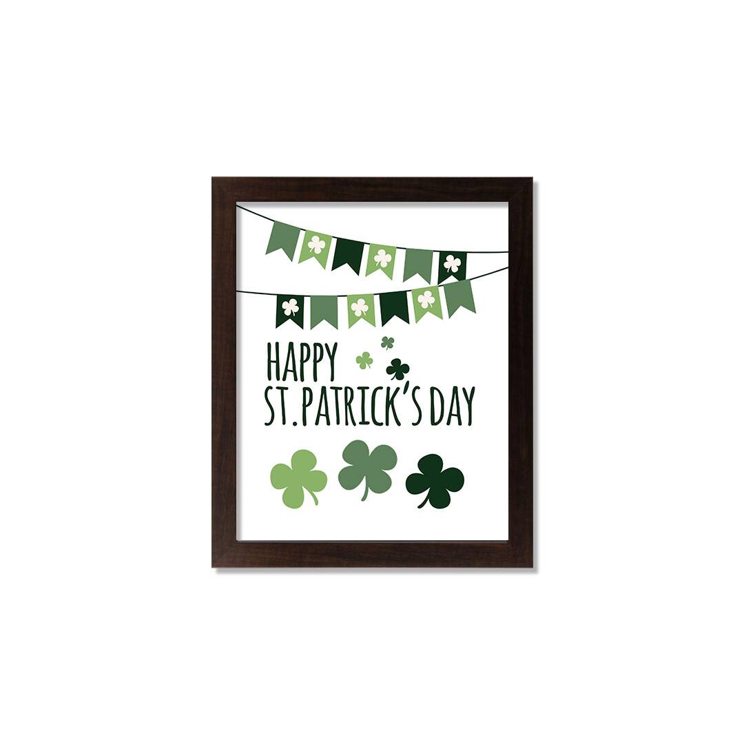 Happy St Pats Banner 11" x 14" Black Framed Print Under Plexiglass