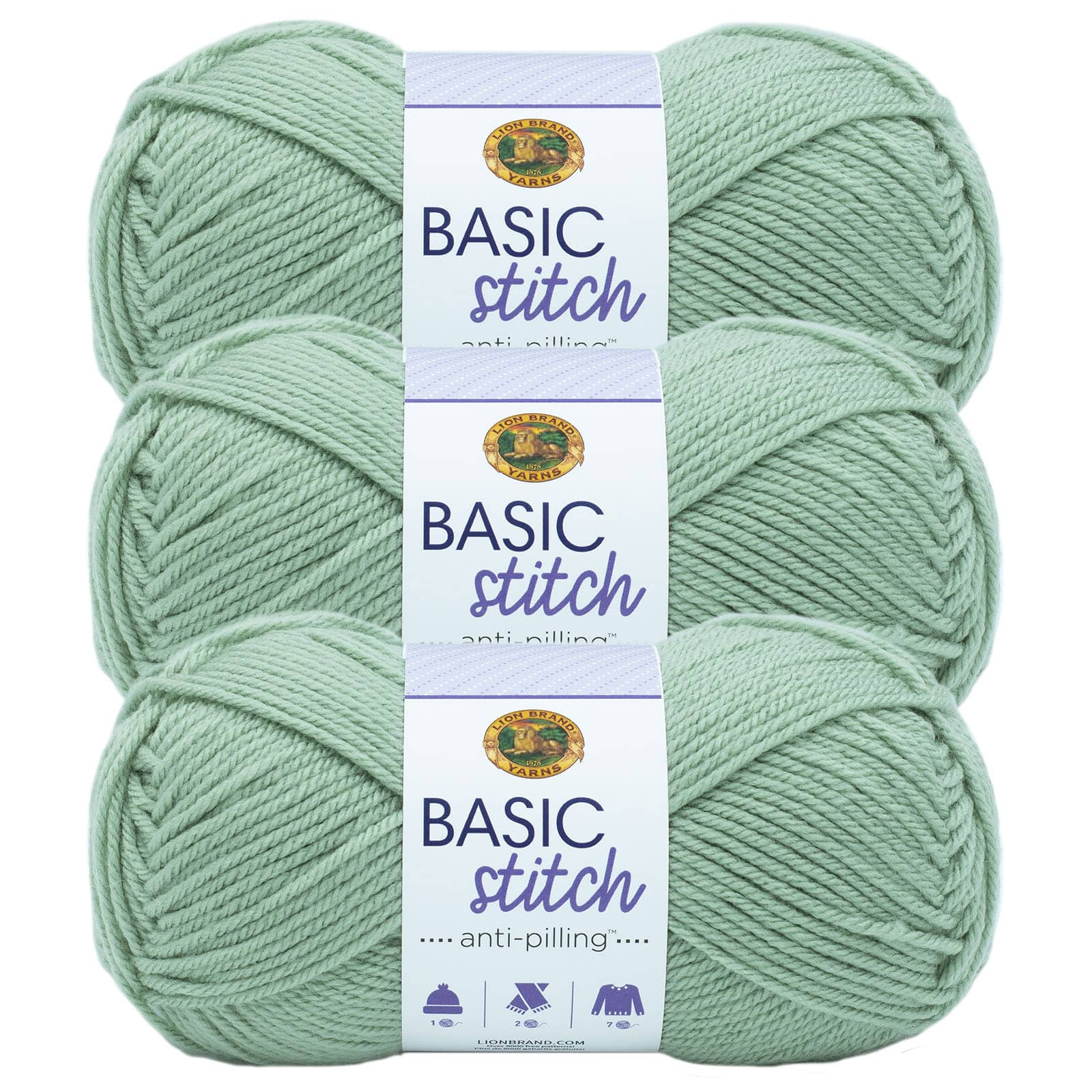 3 Pack) Lion Brand Yarn 202-174AA Basic Stitch Anti Pilling Yarn