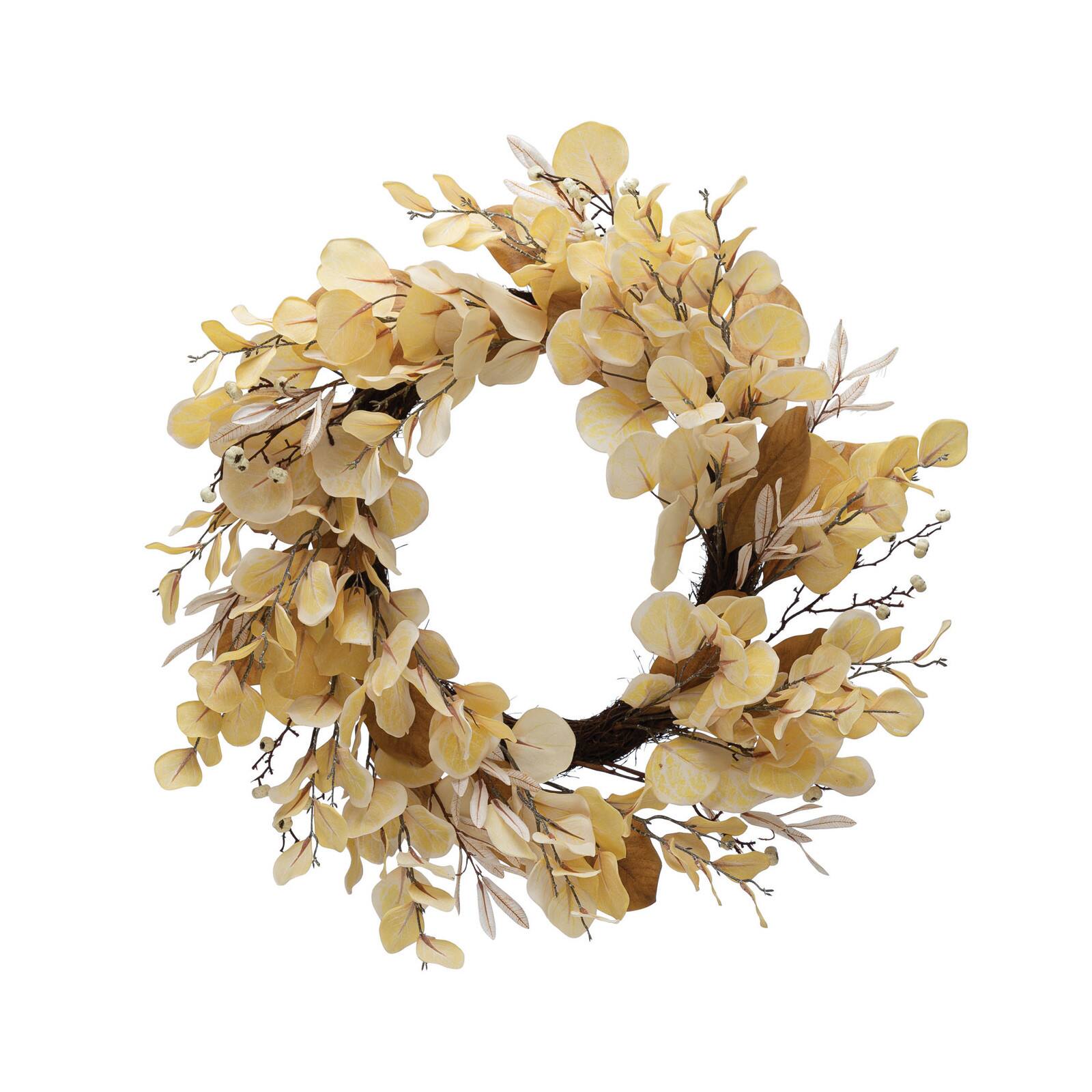 Hello Honey&#xAE; 30&#x22; Cream Faux Magnolia &#x26; Eucalyptus Wreath 