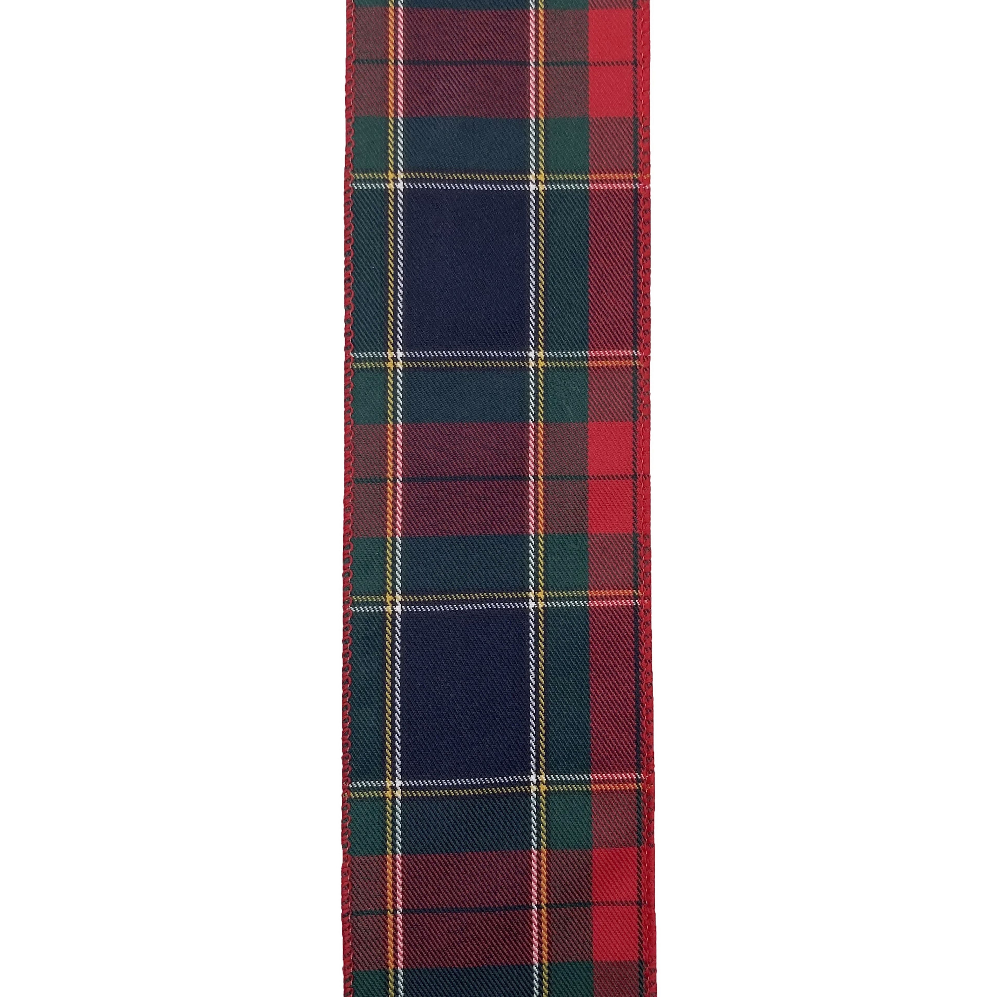 3.5&#x22; x 25ft. Red &#x26; Navy Plaid Wired Ribbon by Celebrate It&#x2122; Christmas