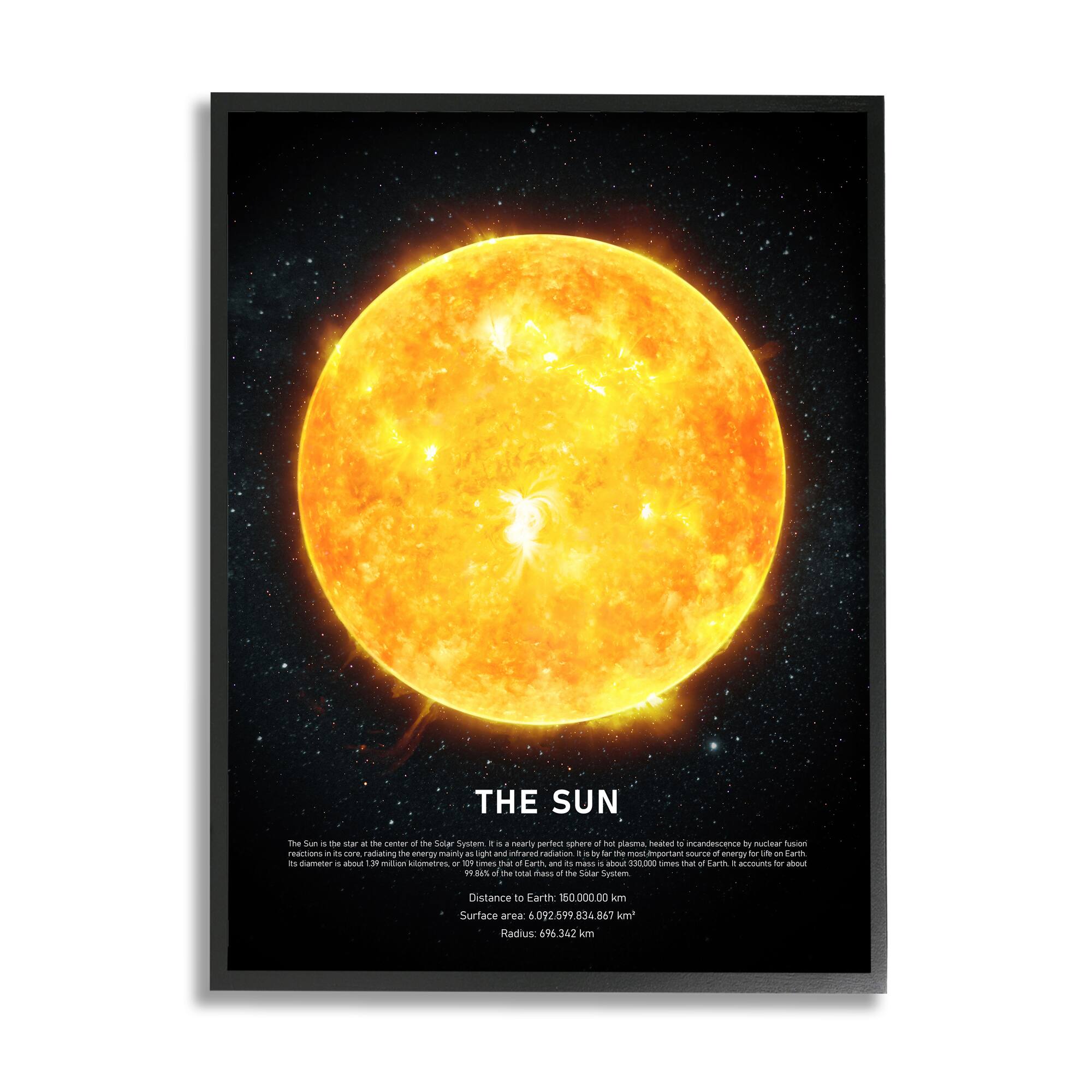Stupell Industries Milky Way Sun Infographic Outer Space Astrological Facts in Black Frame Wall Art