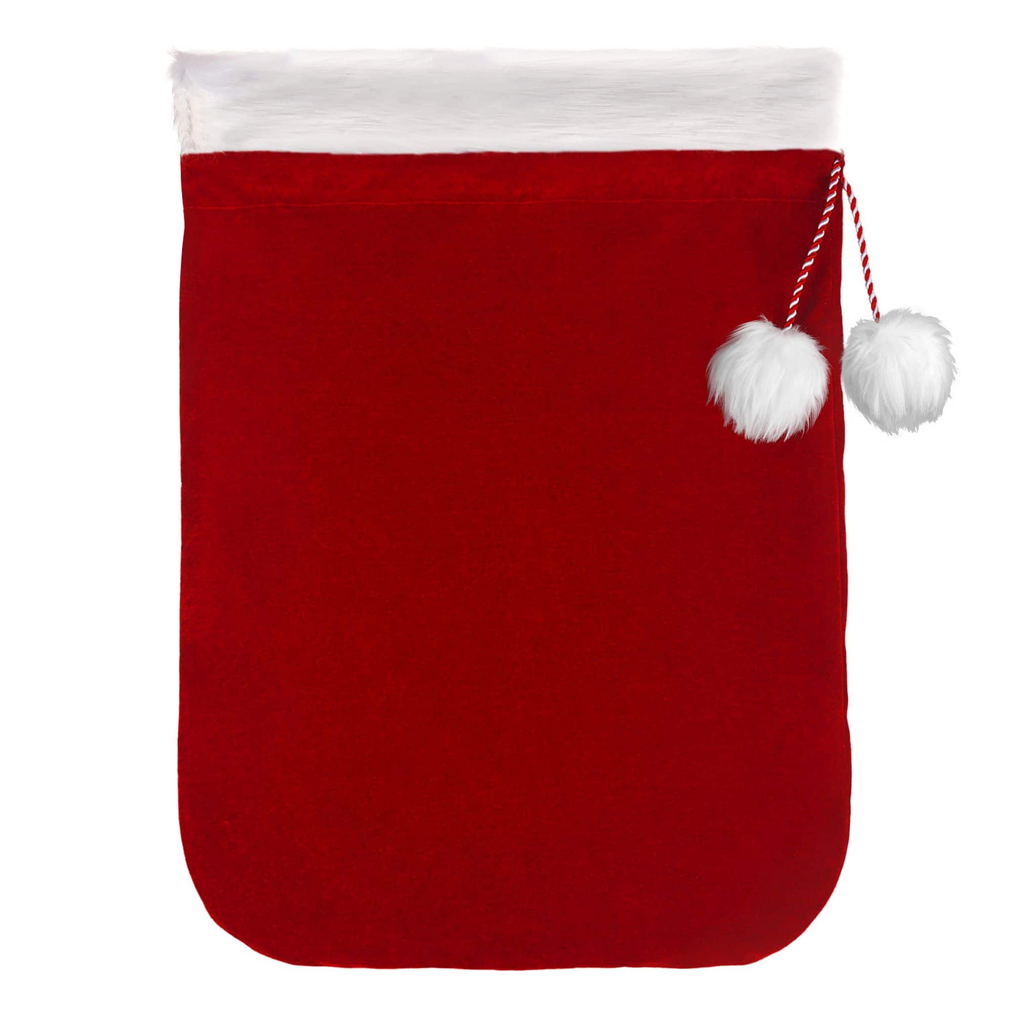 Red & White Deluxe Santa Bag With Fur Cuff, 42" x 32"