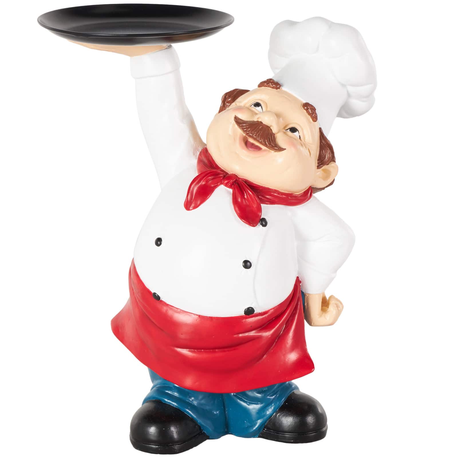 12" Polystone Chef Kitchen Decorative Sculpture with Tray