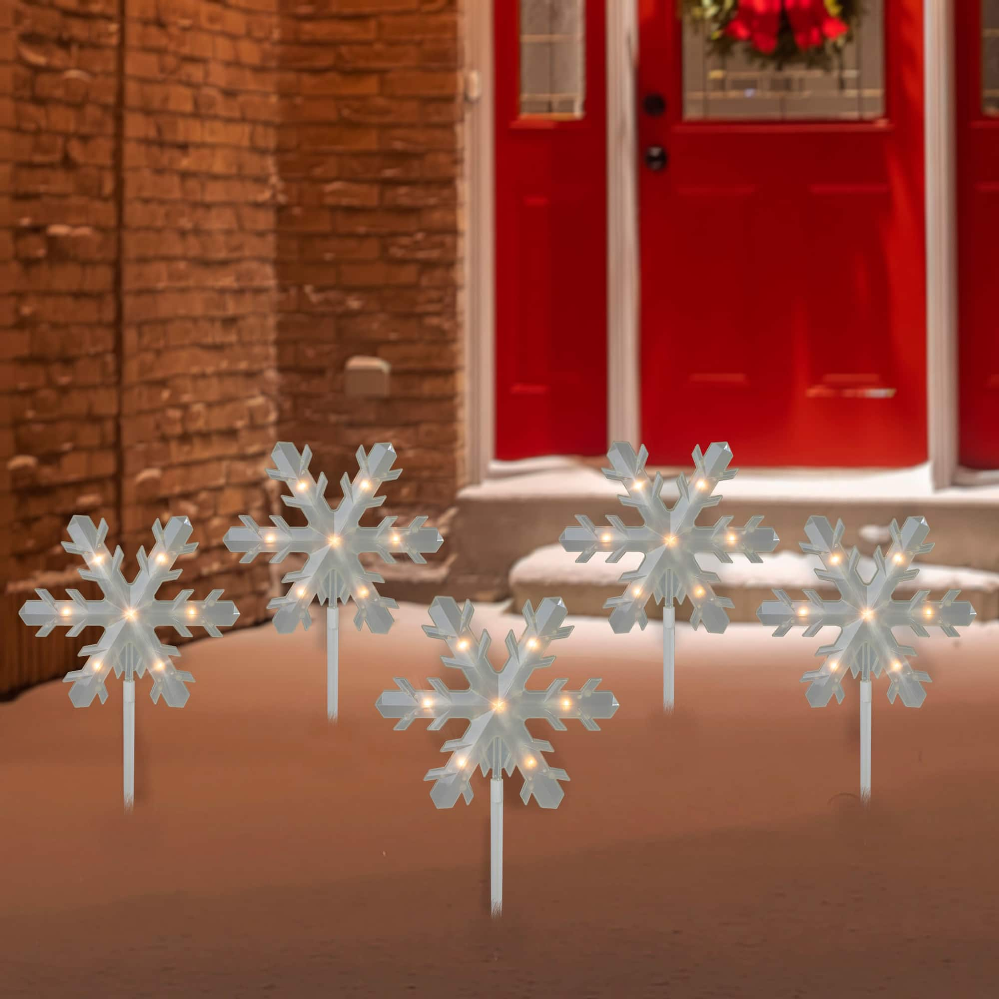 5ct. Snowflake Christmas Pathway Marker Lawn Stakes