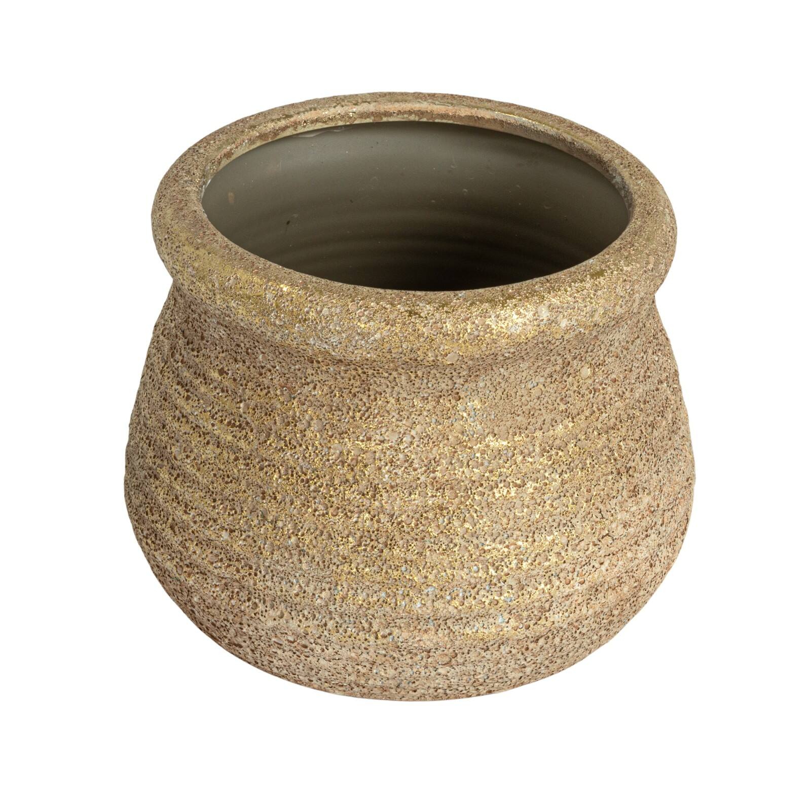 Hello Honey&#xAE; 5.75&#x22; Gold Round Volcano Terra Cotta Planter