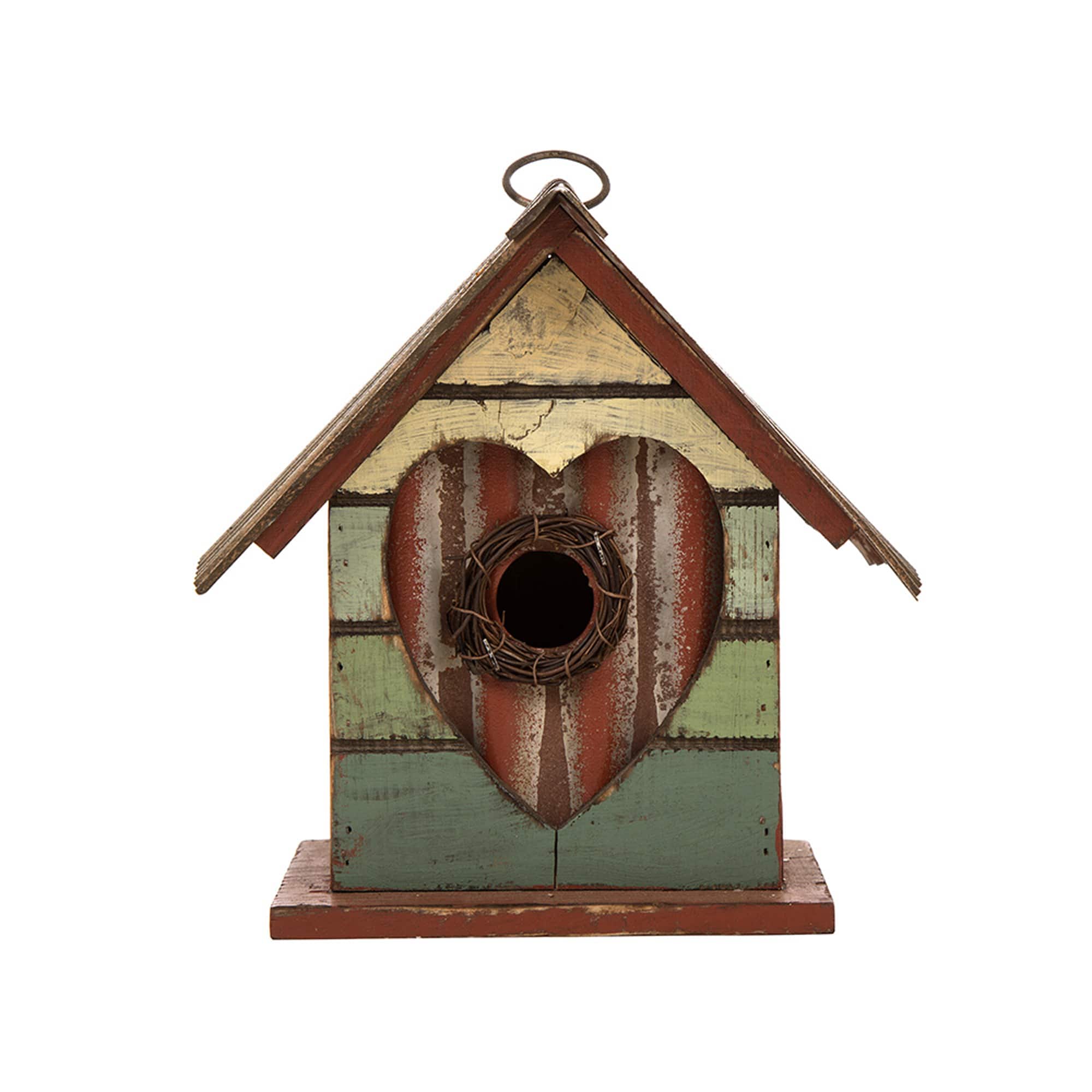 Glitzhome® Distressed Wood Heart Garden Bird House