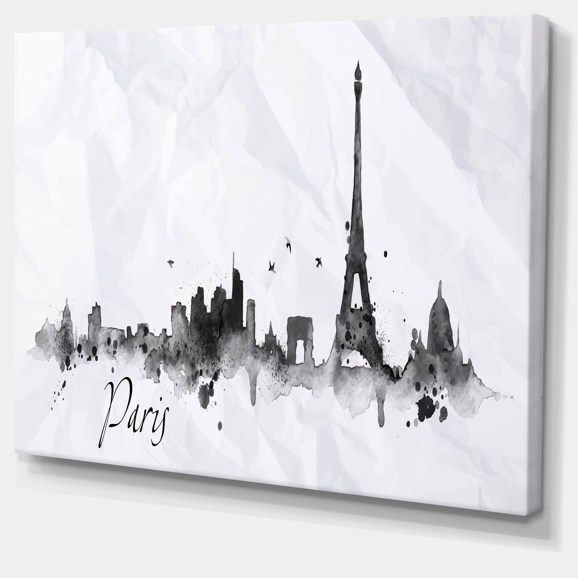 Designart - Paris with Eiffel Silhouette - Cityscape Painting Canvas Print