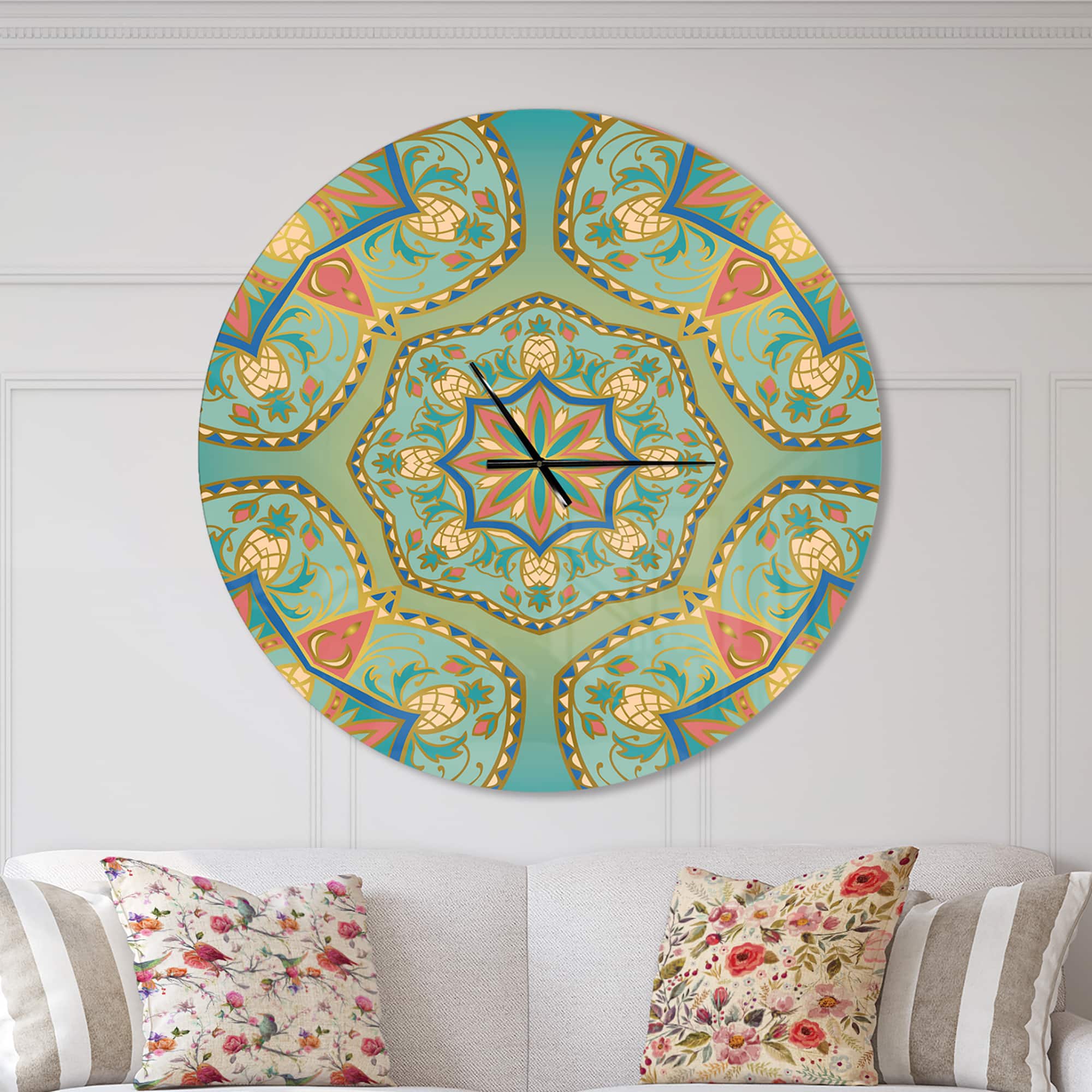 Designart &#x27;Oriental Mandala Pinapple Ornament Vintage Wall Clock