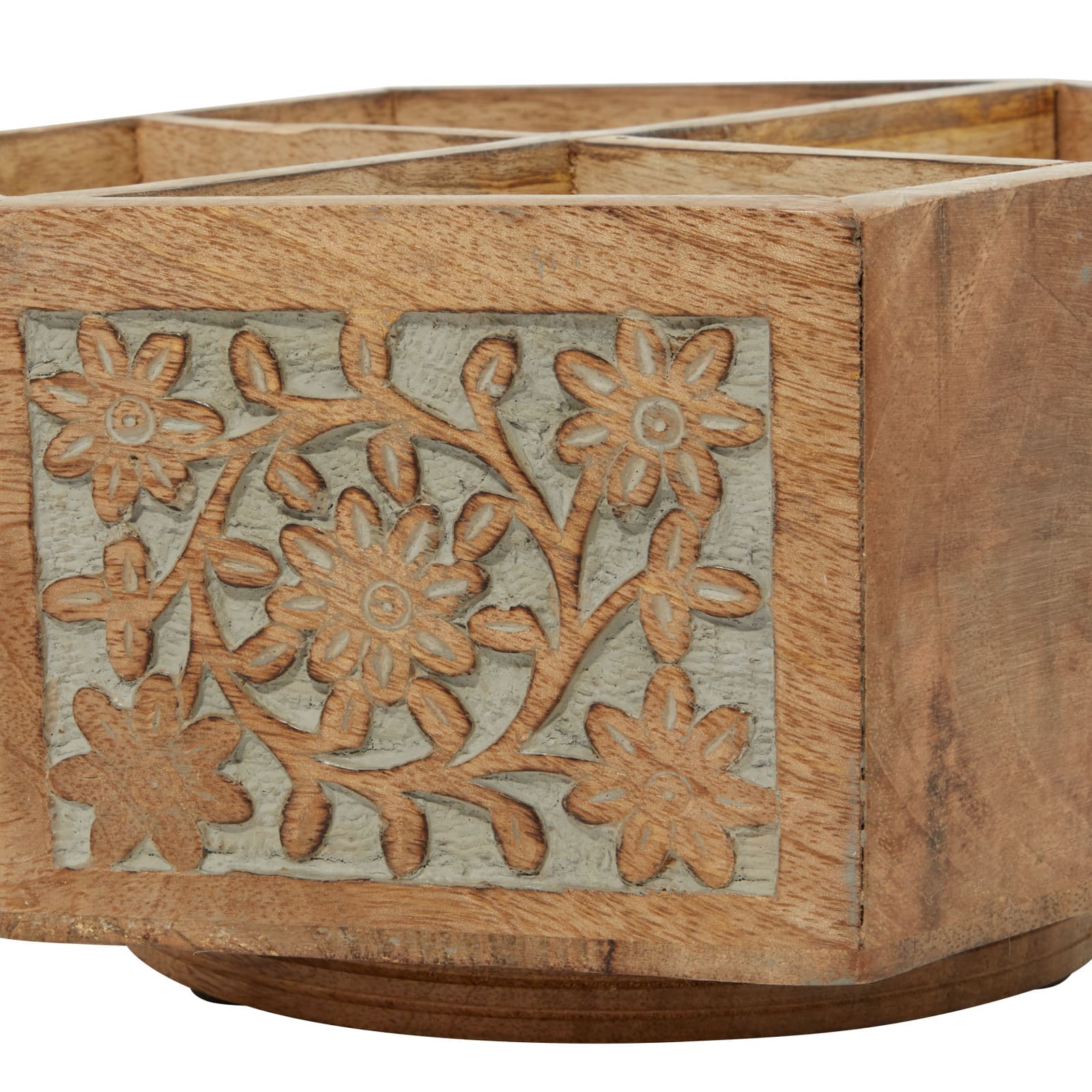 10" Natural Brown Wood Rustic Lazy Susan Caddy