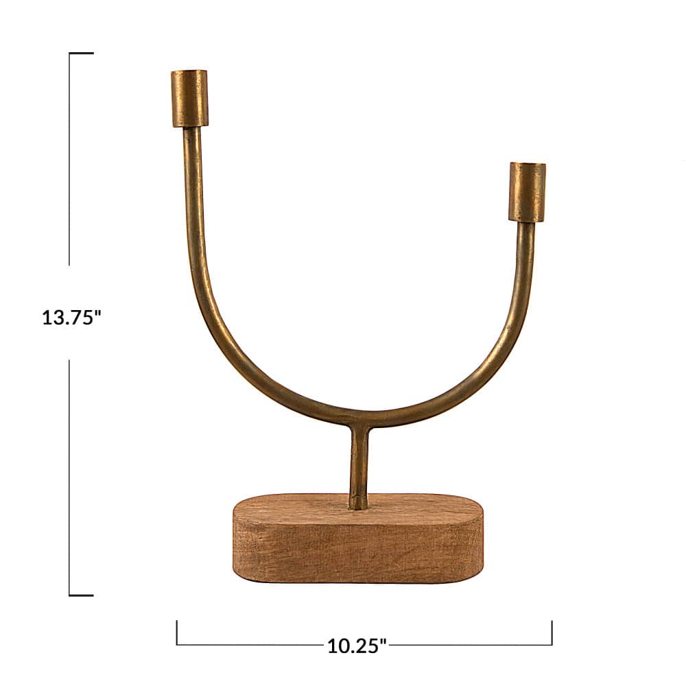 Hello Honey® Asymmetrical Wood & Metal Candle Holder