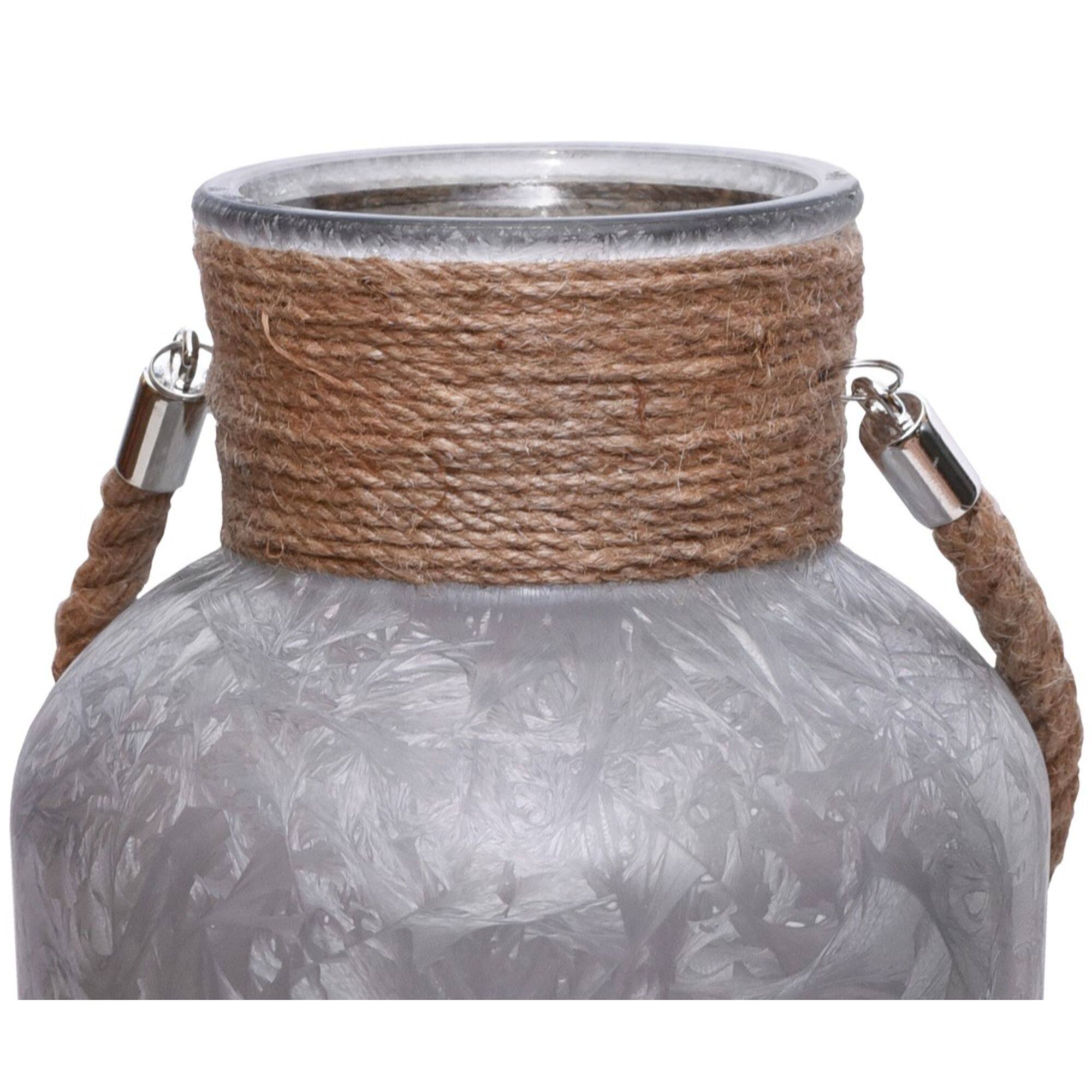 12" Silver Winter Scene Christmas Pillar Candle Lantern