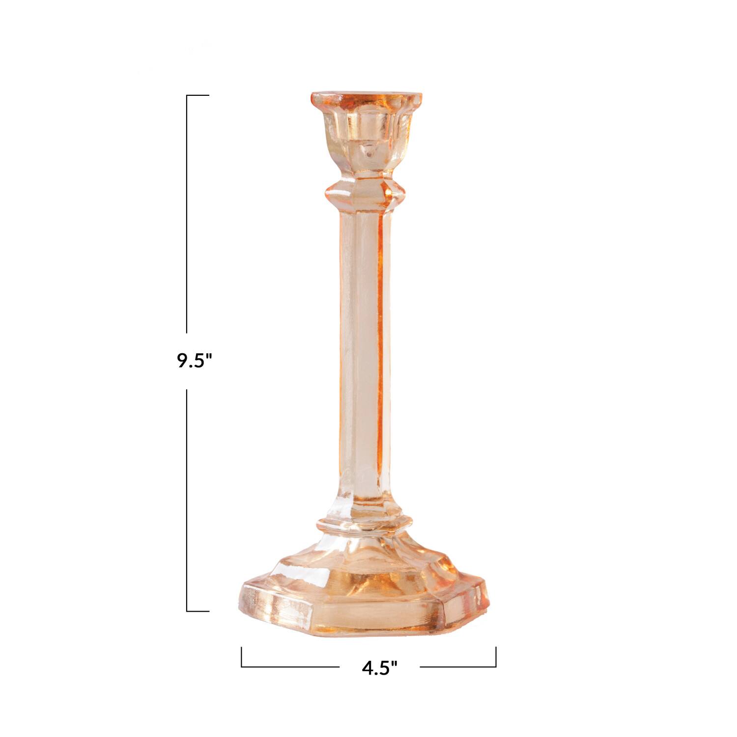 Hello Honey&#xAE; 9.5&#x22; Amber Reclaimed Glass Taper Candle Holder