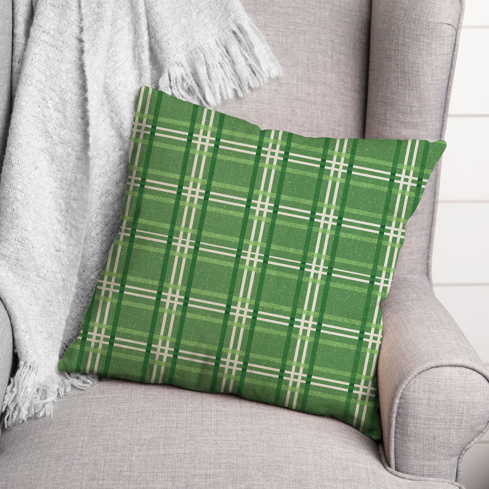 St. Patrick's Day Plaid Throw Pillow
