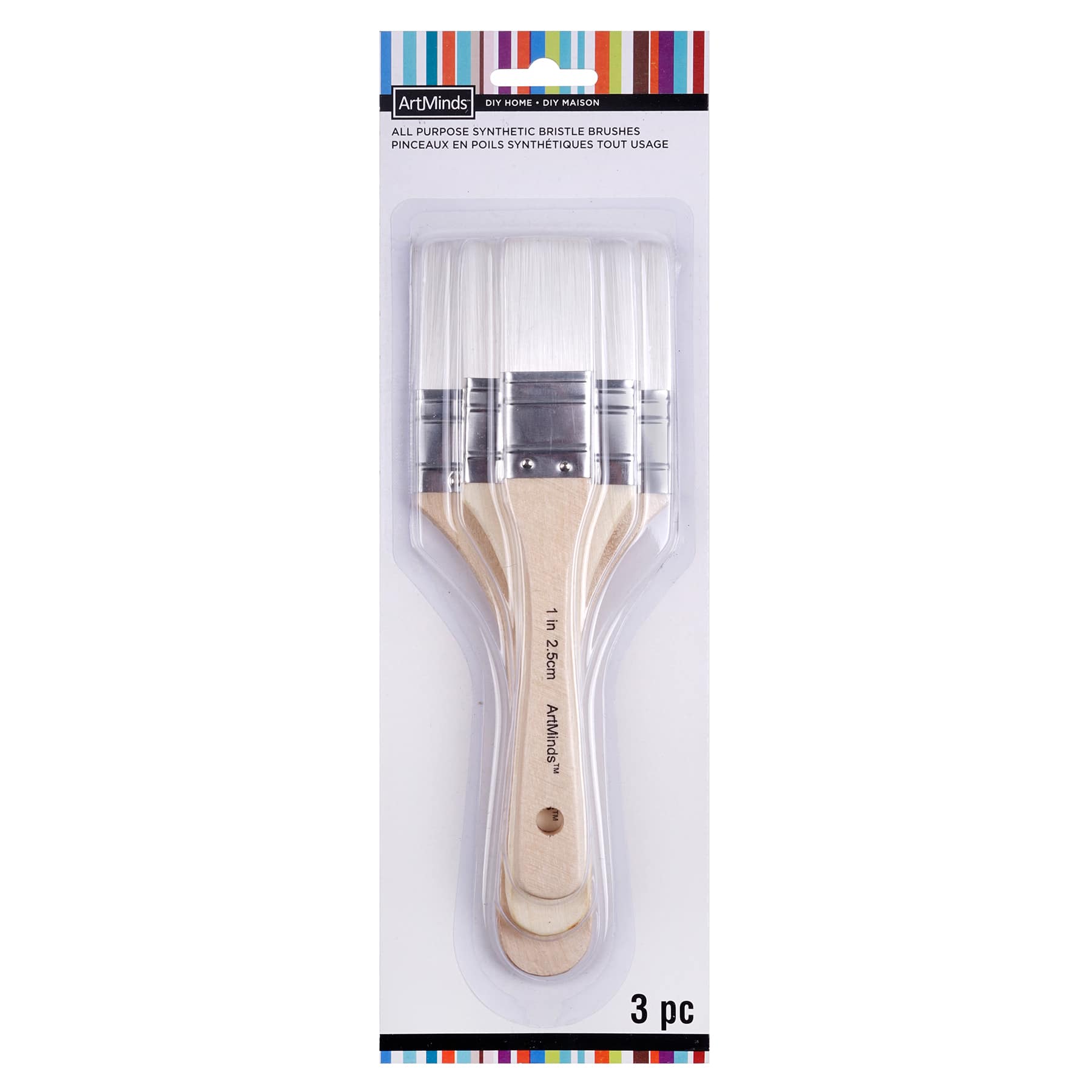 12 Packs: 3 ct. (36 total) All Purpose Synthetic Bristle Brushes by ArtMinds&#x2122;