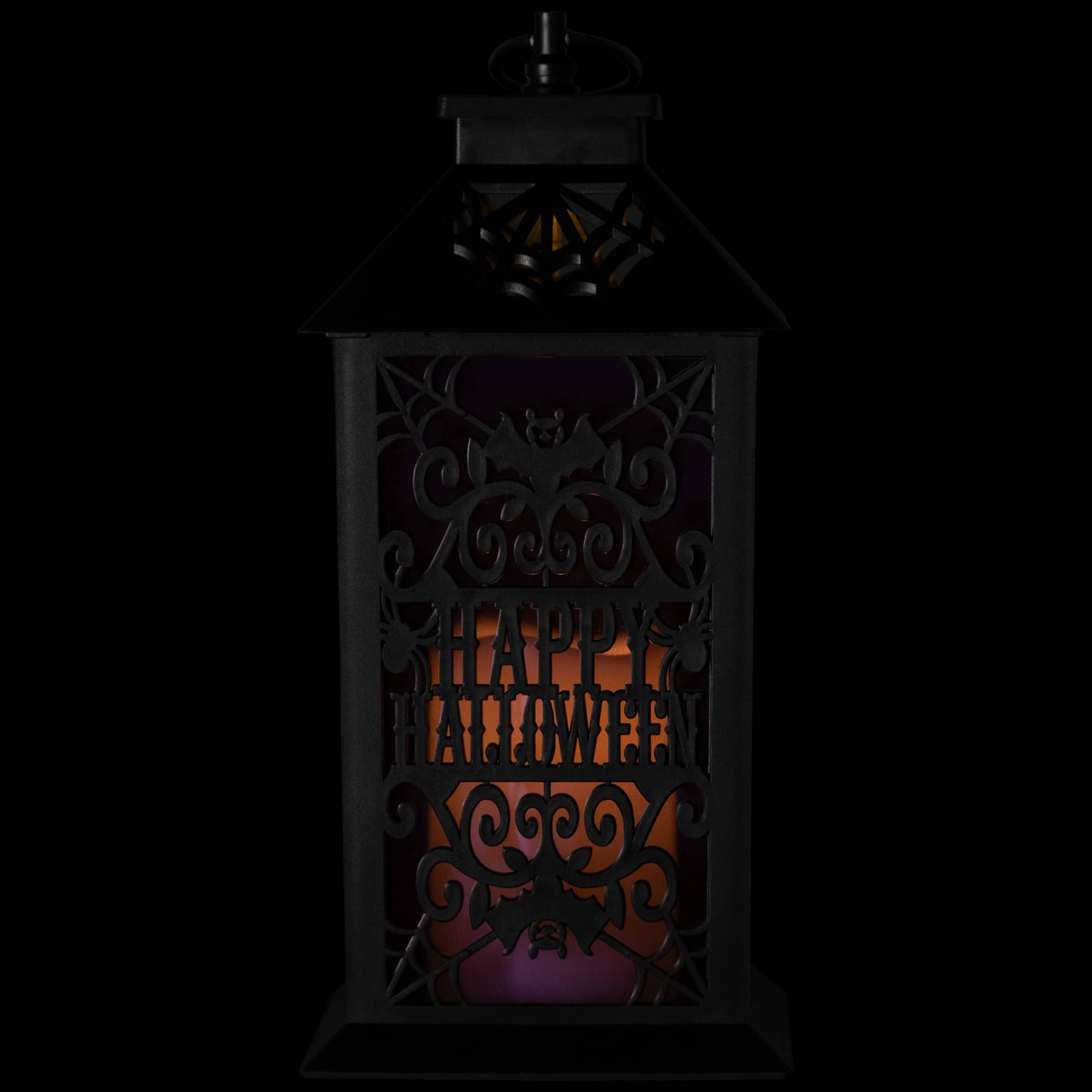 11" Black Bats Happy Halloween LED Candle Lantern