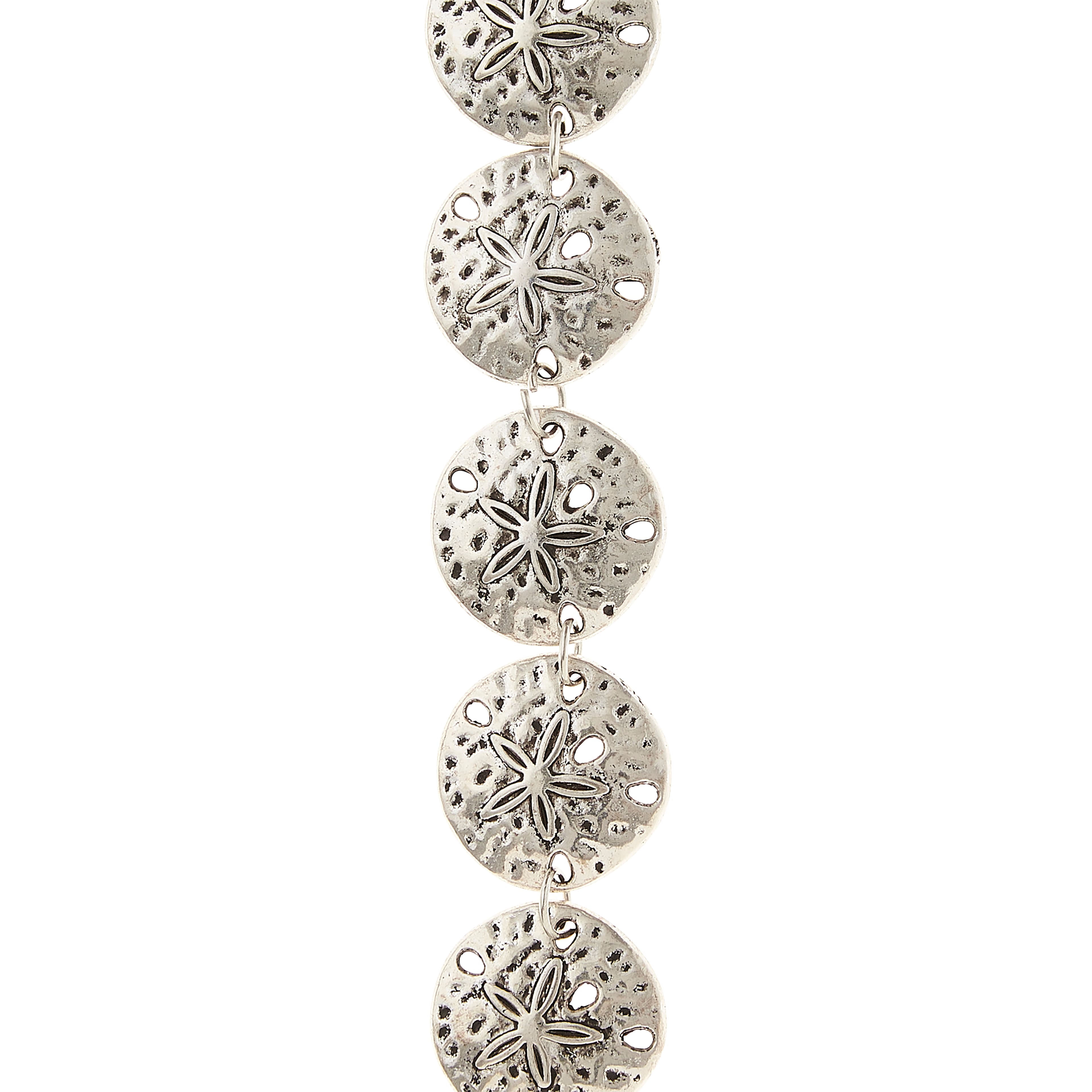 Silver Sand Dollar Metal Beads, 18mm by Bead Landing™