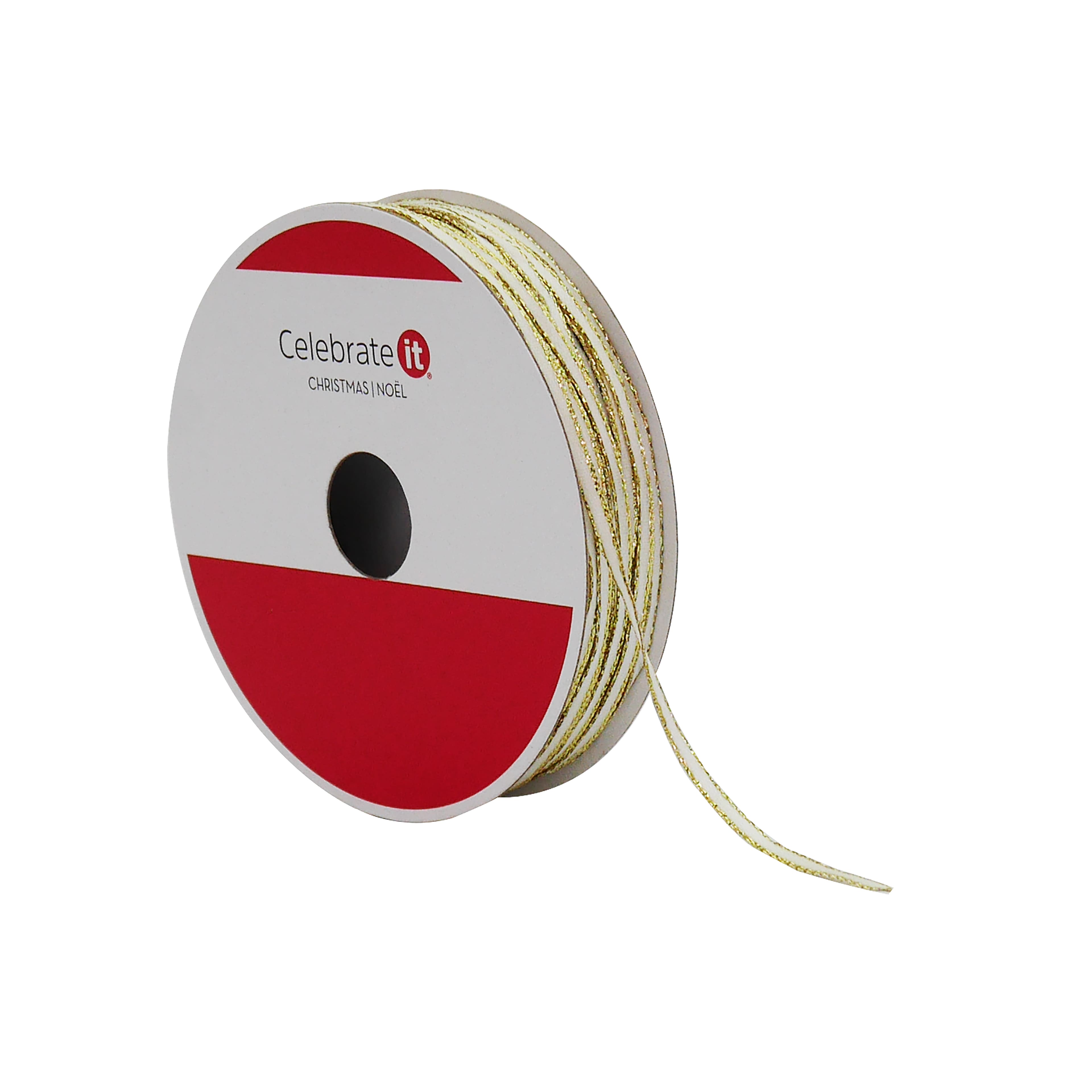 1/8&#x22; x 108ft. Champagne &#x26; Gold Ribbon by Celebrate It&#xAE;