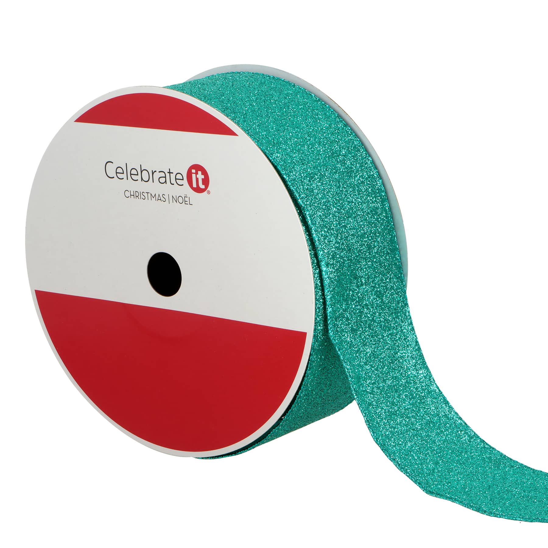 2.5&#x22; x 80ft. Turquoise Glitter Wired Jumbo Ribbon by Celebrate It&#xAE;