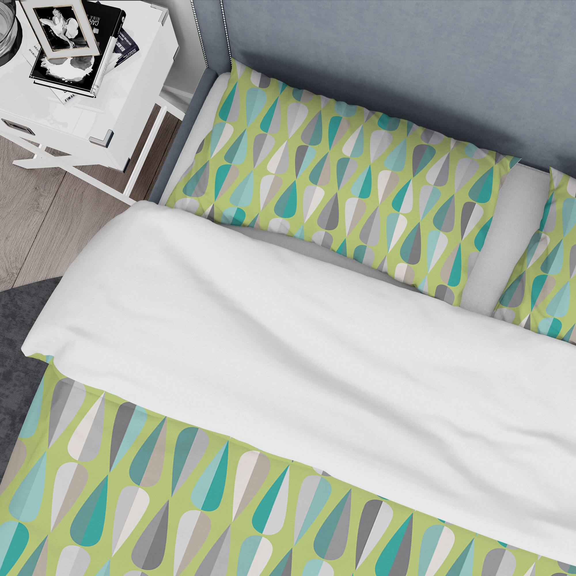 Designart &#x27;Retro Abstract Drops VI&#x27; Mid-Century Duvet Cover Set