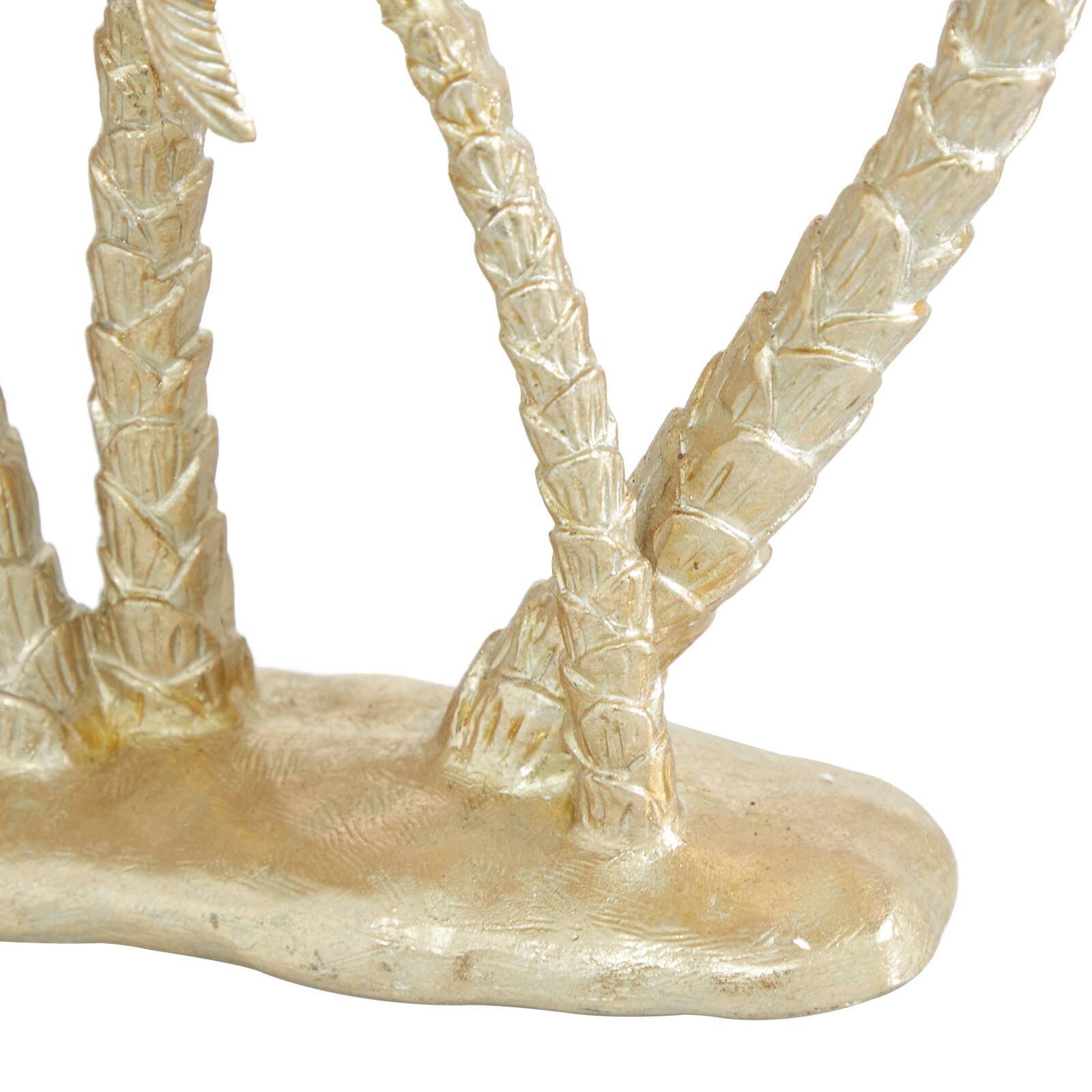 16&#x22; Gold Coastal Palm Tree Sculpture