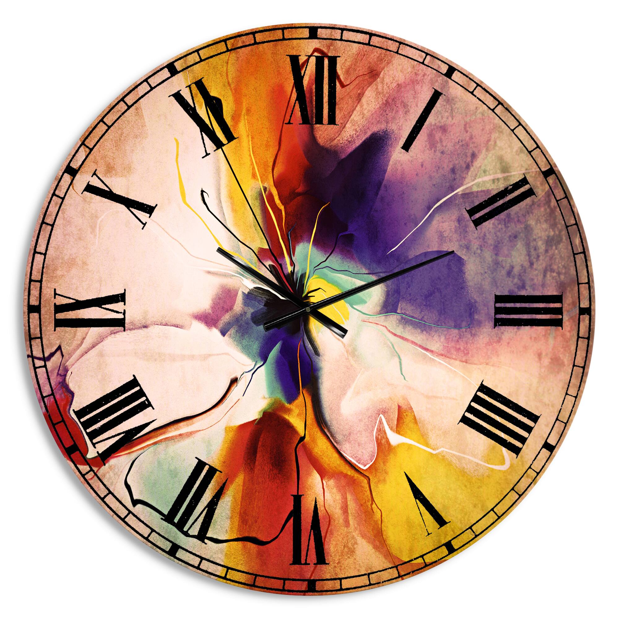 Designart 'Creative Flower In Multiple Colors Modern Wall Clock