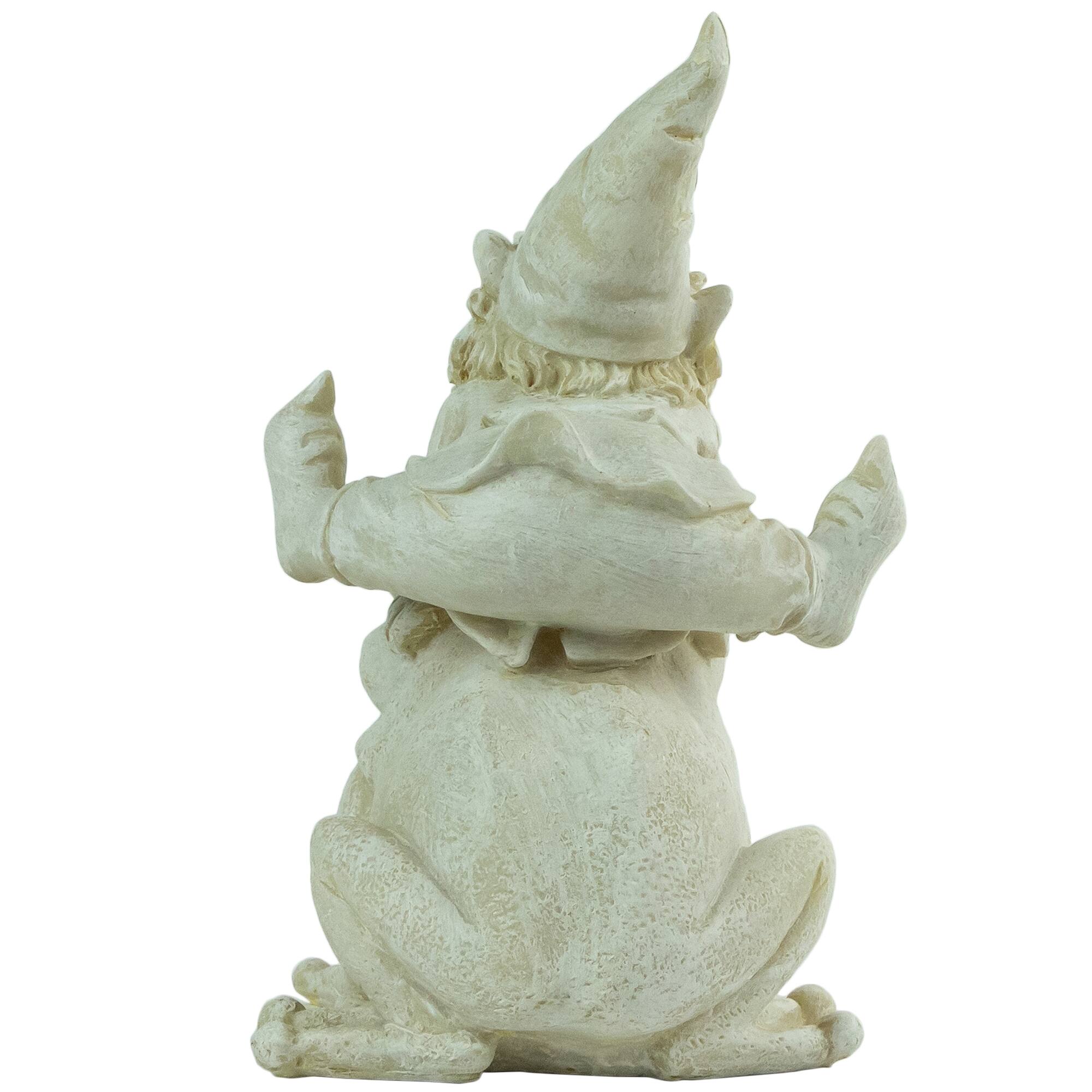 9.5&#x22; Gnome Leaping Over a Frog Outdoor Garden Statue