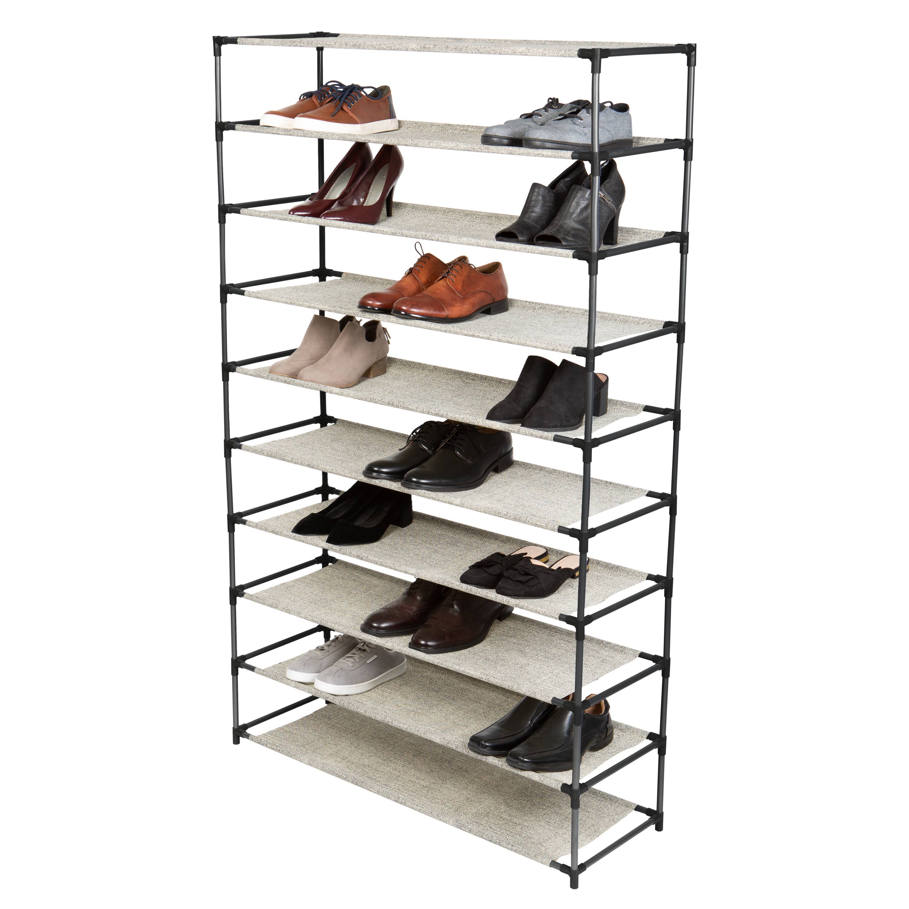 Simplify Black 10-Tier 50 Pair Shoe Rack