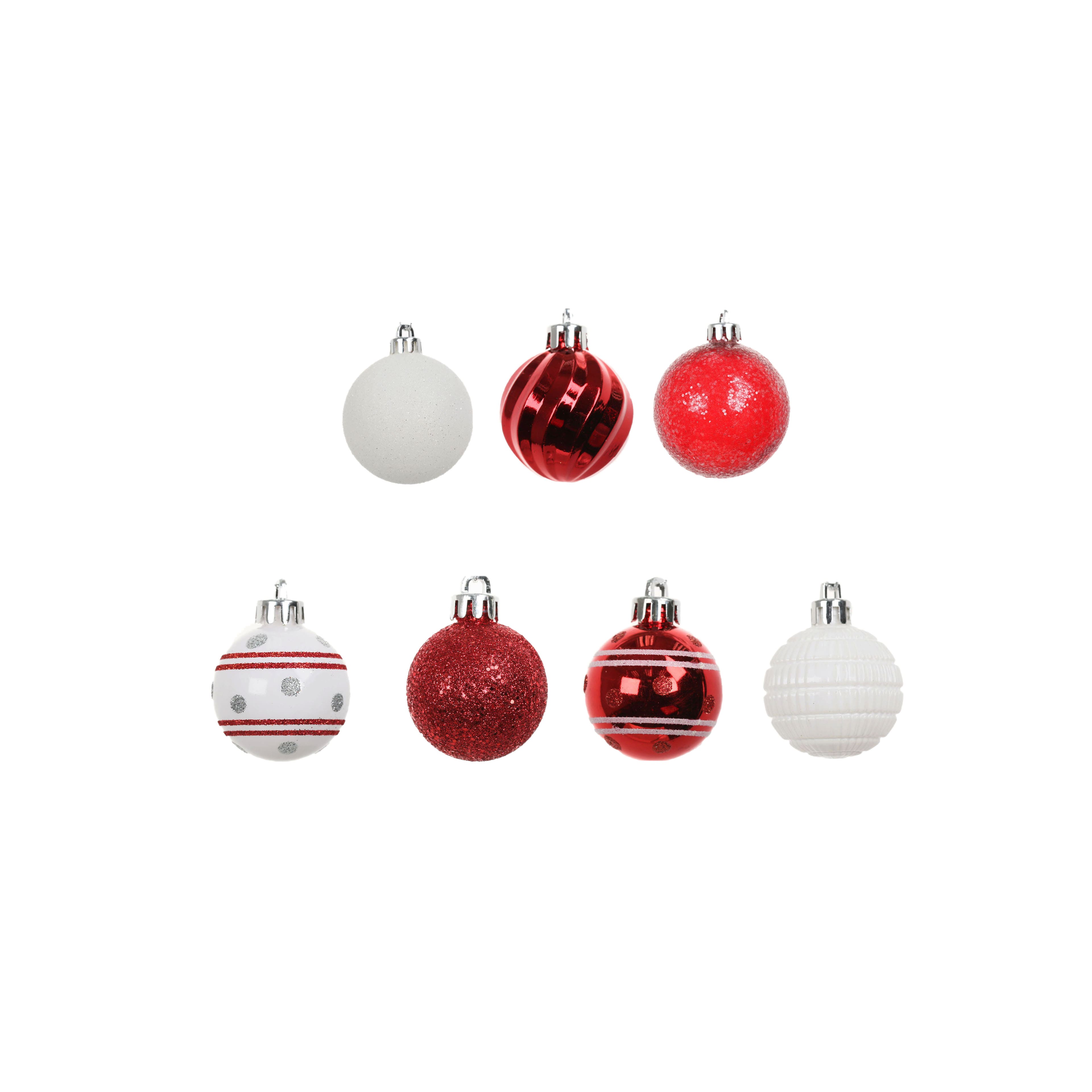 Assorted Red &#x26; White Ball Plastic Ornament Tube by Ashland&#xAE;, 1pc