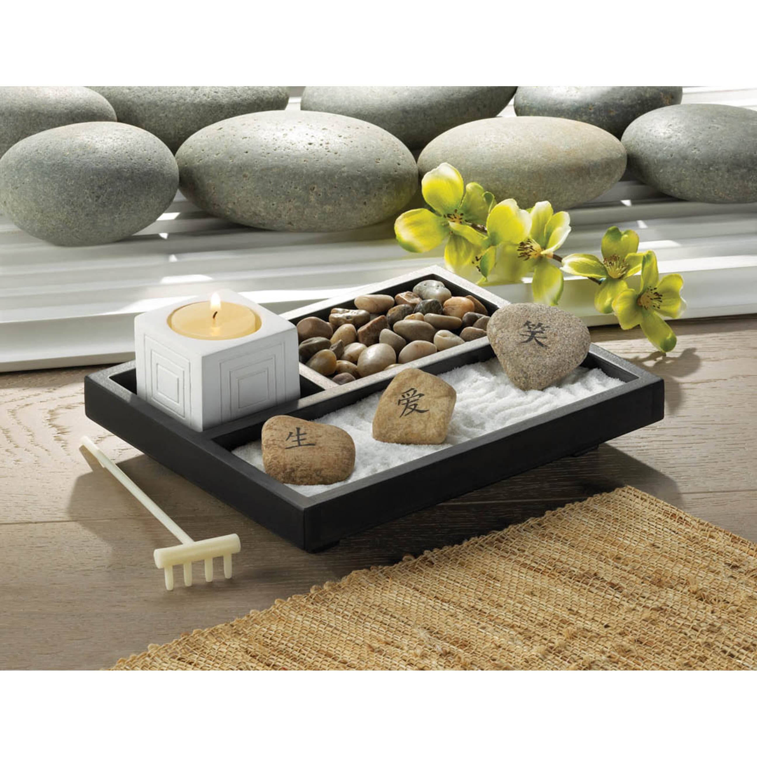 Tabletop ZEN Garden Kit & Candle Holder *Interactive* Relaxation Deco New 