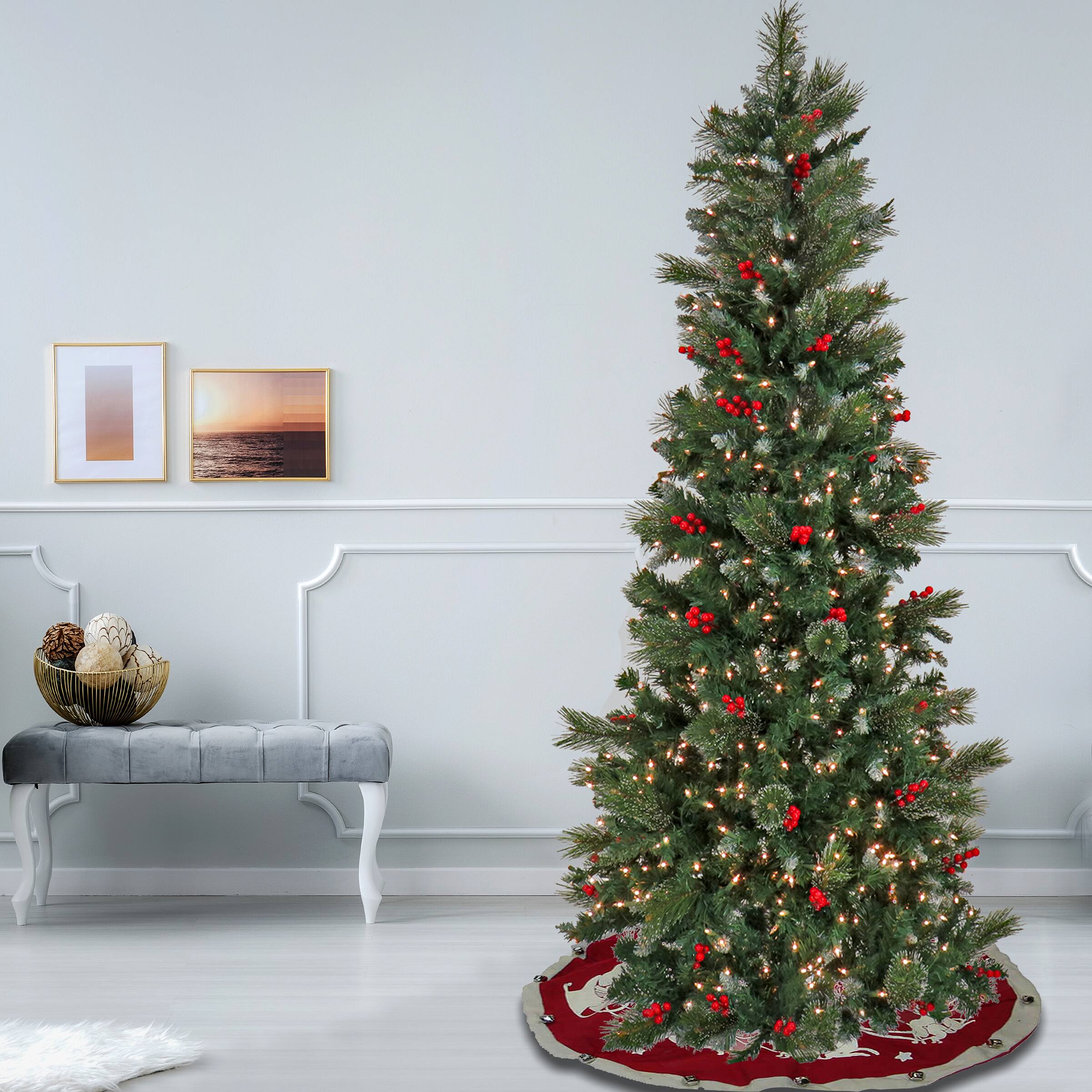 6.5ft. Pre-lit Artificial Meadowlark Pencil Hinged Tree, Clear Lights