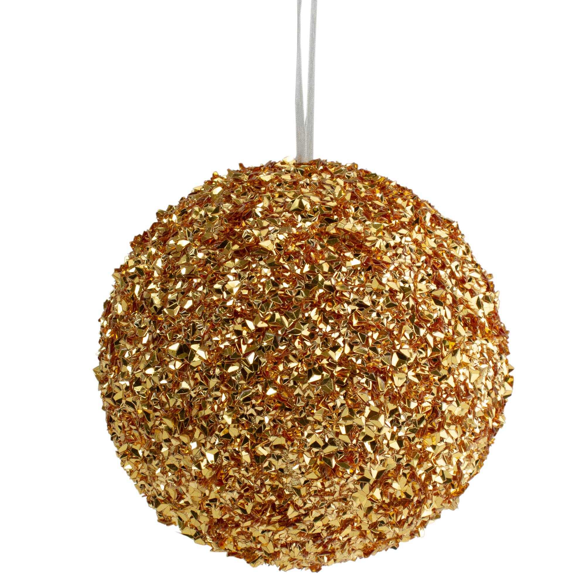 6&#x22; Gold Glitter Christmas Ball Ornament