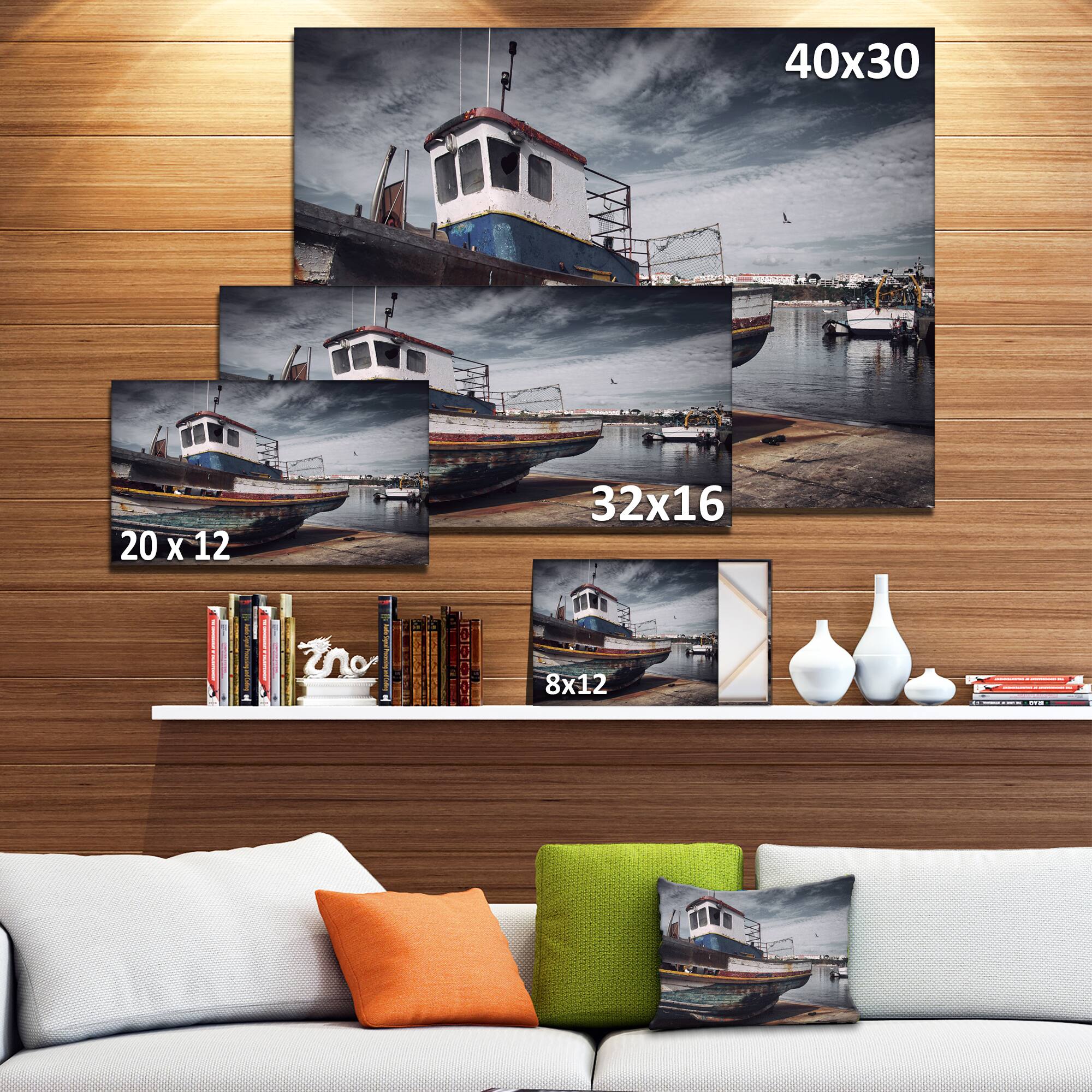 Designart - Old Fishing Boat - Boat Canvas Art Print