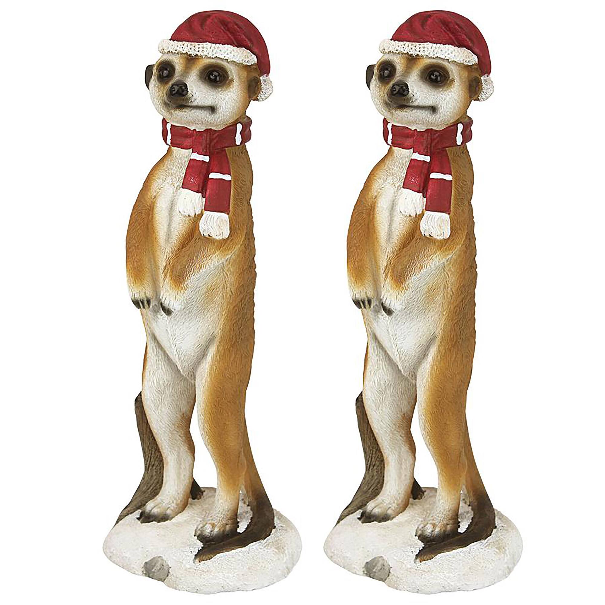 Design Toscano Merry Meerkat Holiday Greeter Statue, 2ct.