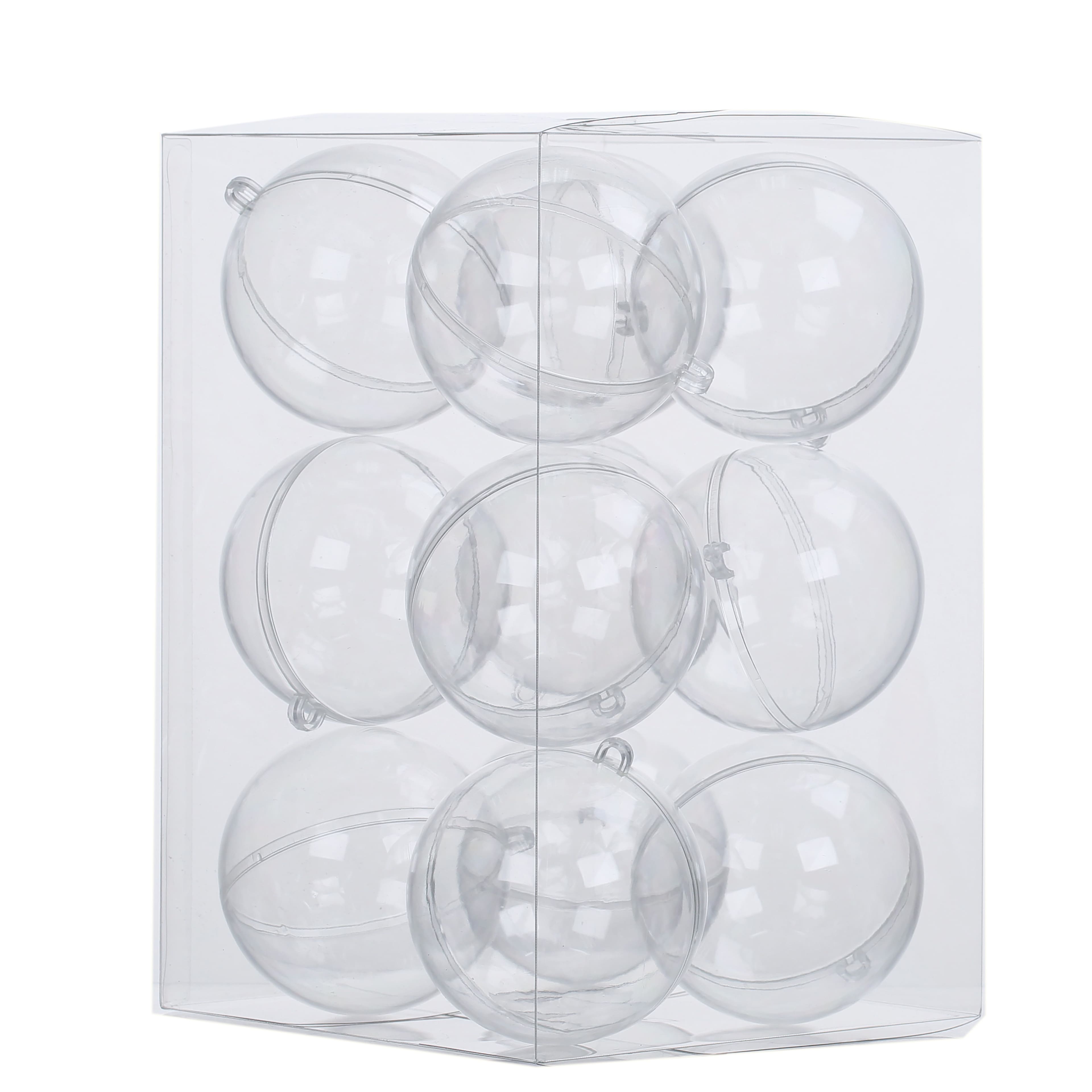 12 Pack 3&#x22; Fillable Round DIY Plastic Ornaments by Make Market&#xAE;