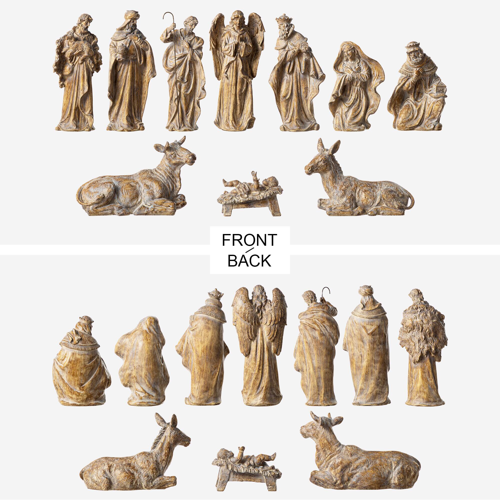 Glitzhome&#xAE; 10-Piece Bronze Resin Nativity Figurine Set