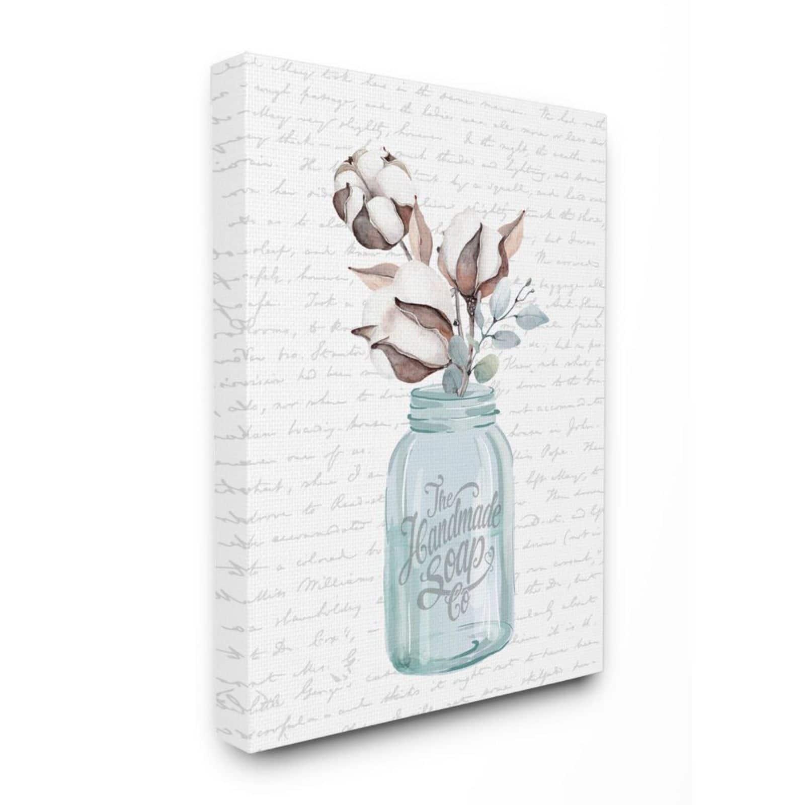 Stupell Industries Cotton Flower in Jar Canvas Wall Art