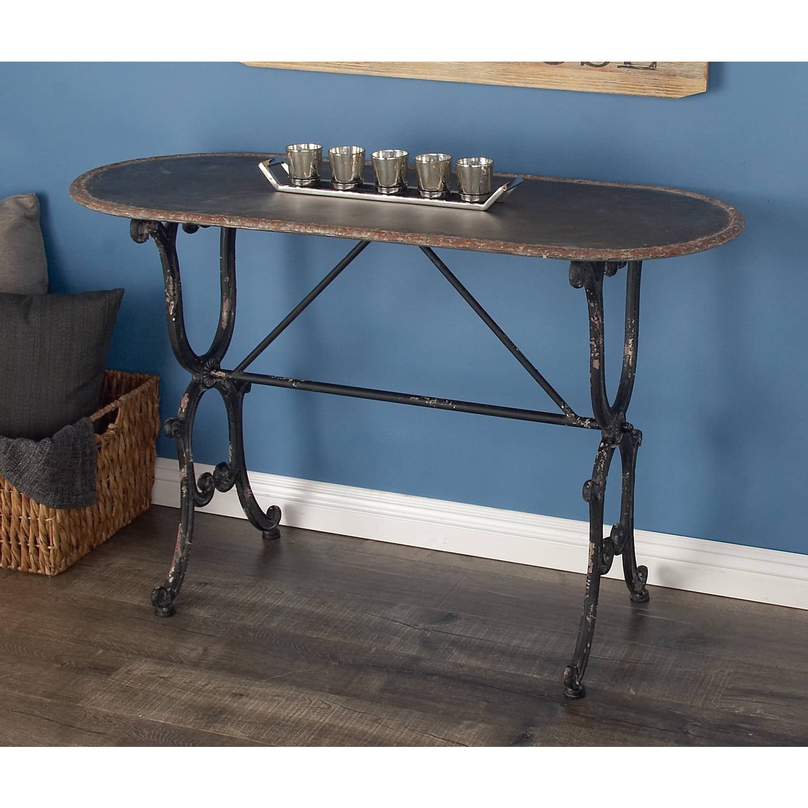 Grey Farmhouse Metal Console Table, 29&#x22; x 45&#x22;