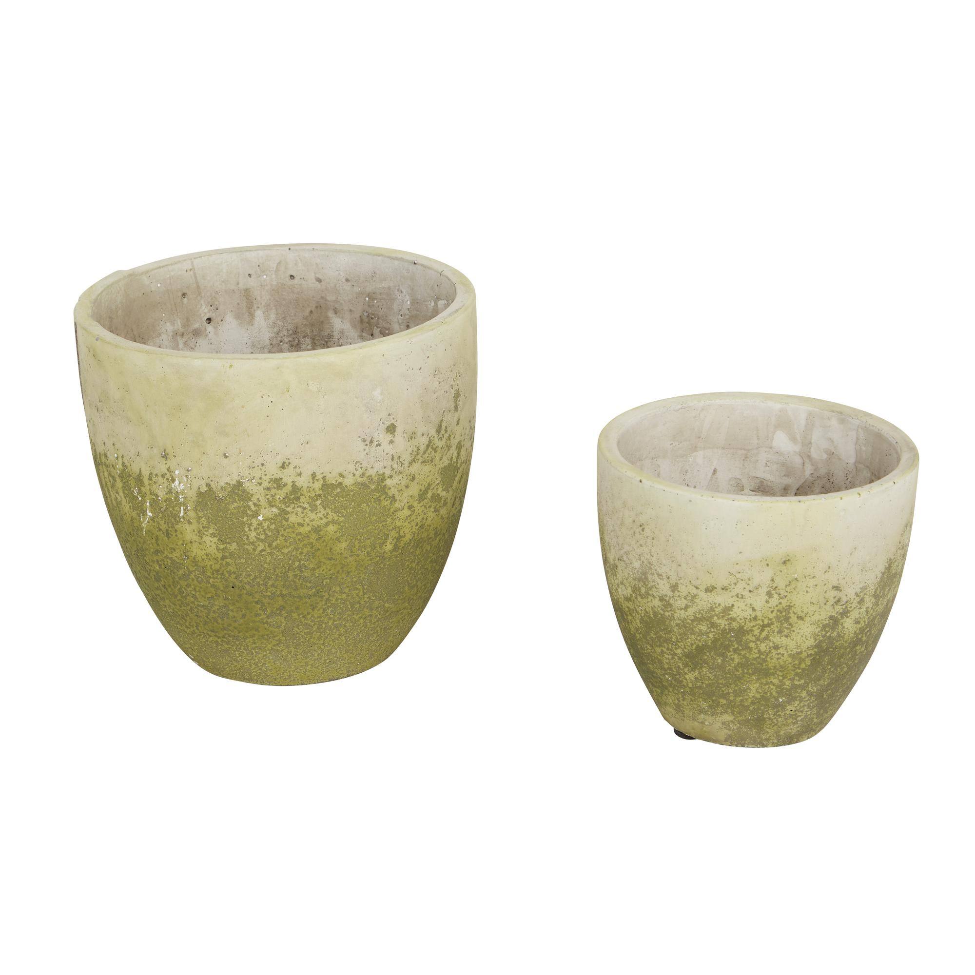Weathered Cement Flower Pot Set