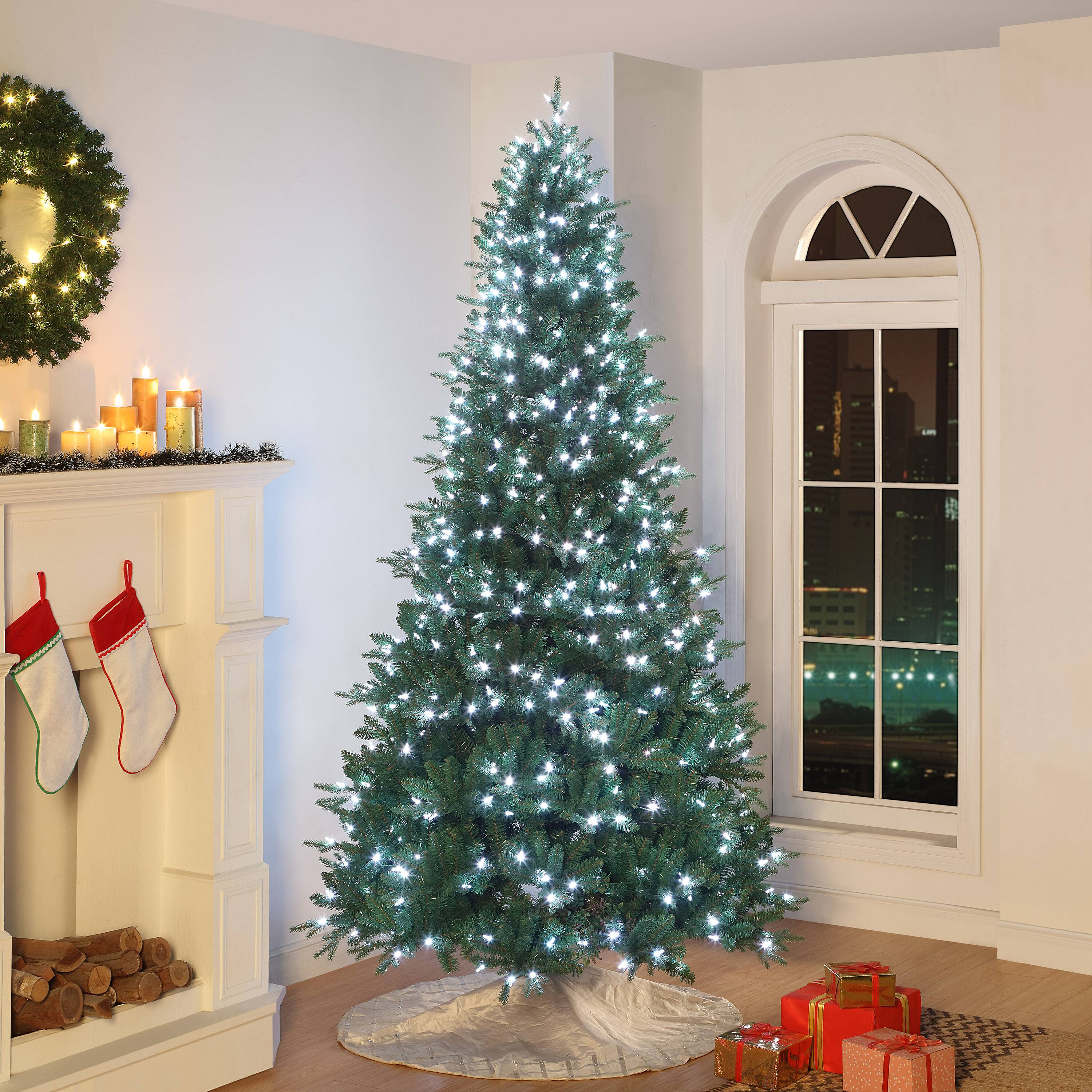 9ft. Pre-Lit Alexa Enabled Vermont Spruce Artificial Christmas Tree, Multicolor LED Lights